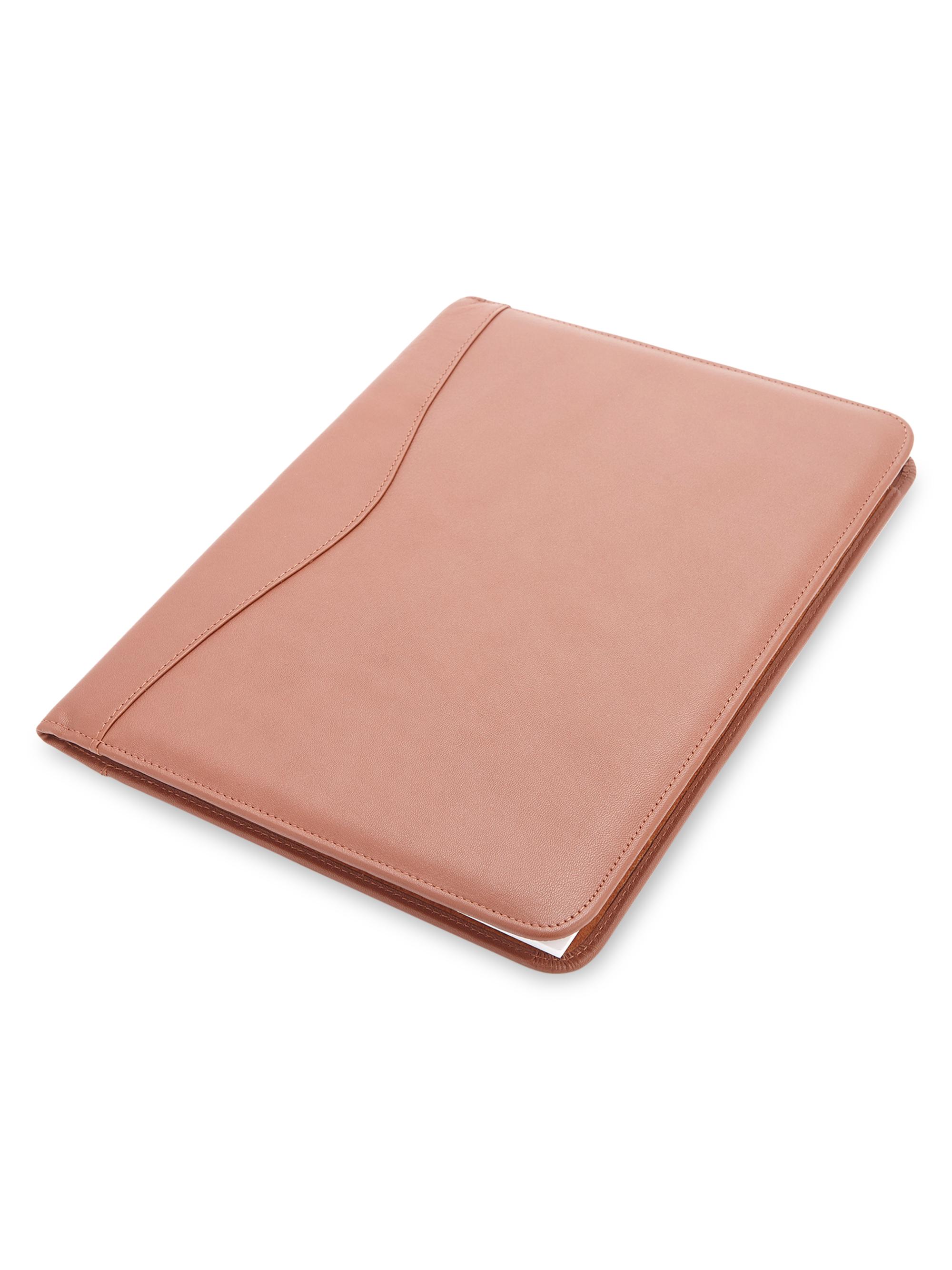 Royce New York Leather Suede-Lined Writing Portfolio - Tan
