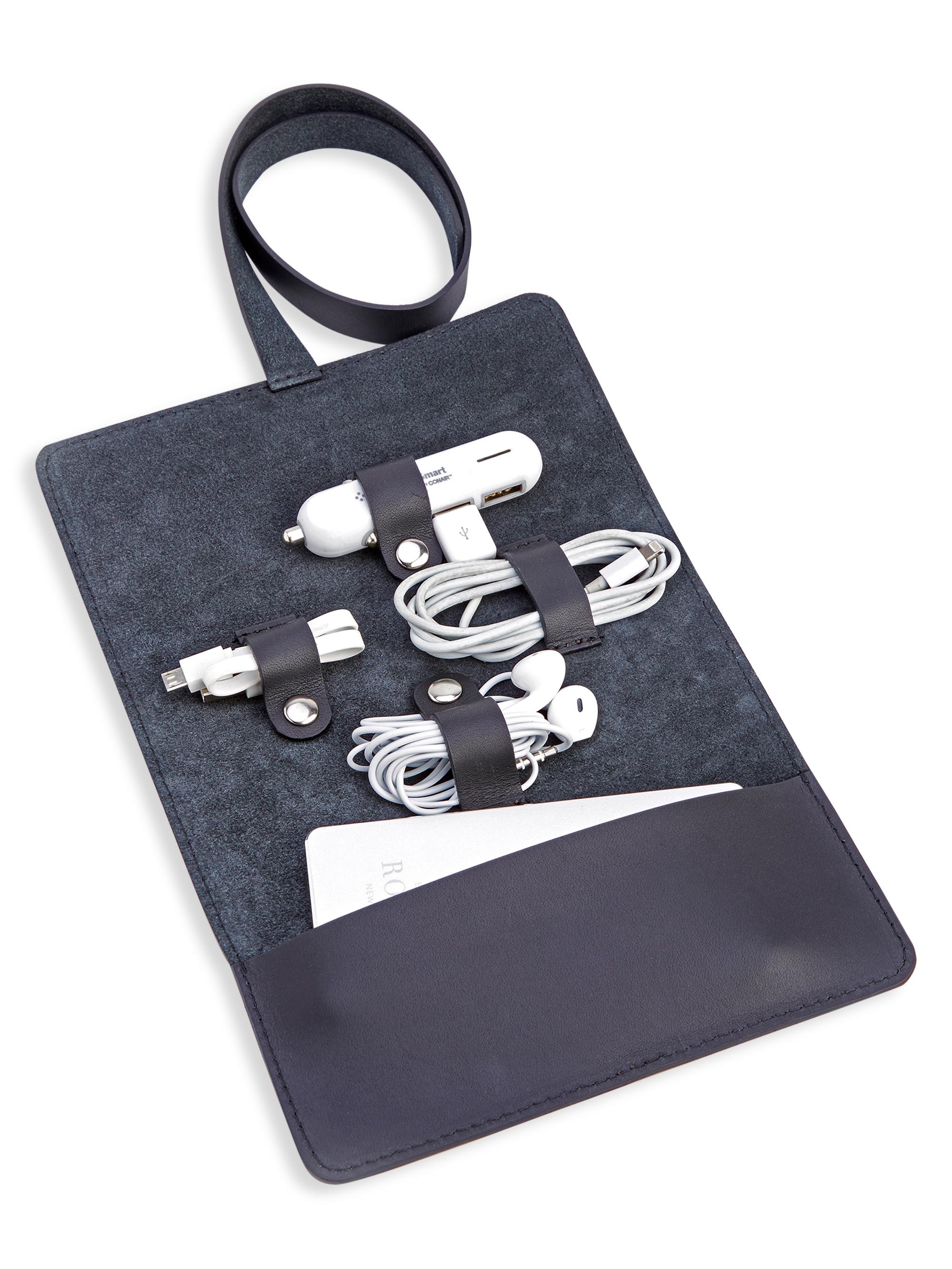 Royce New York Leather Tech Accessory Cord Roll Organizer | Saks