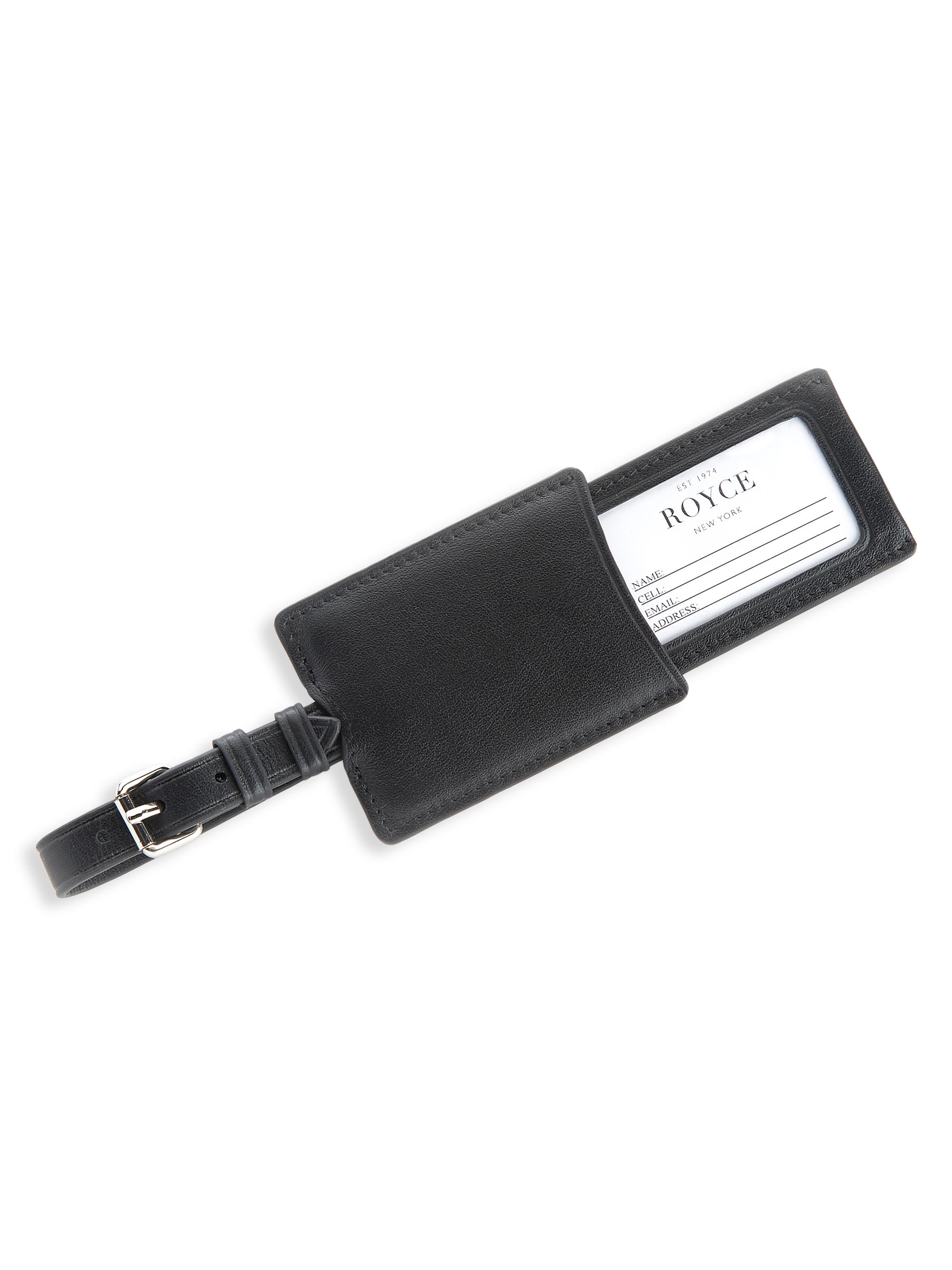 Royce New York Men's Leather Luggage Tag - Black | Thumbnail 2