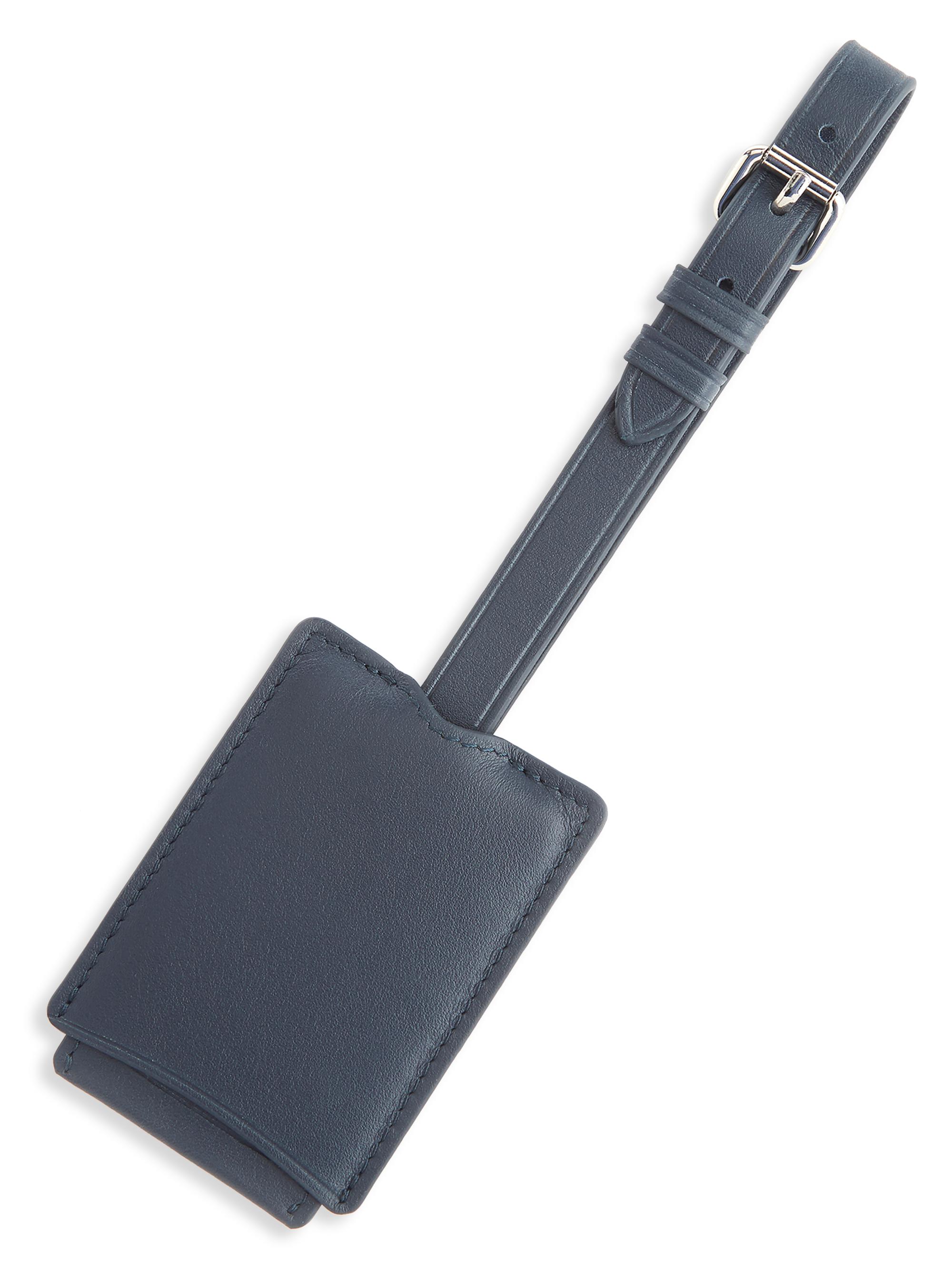 Royce New York Men's Leather Luggage Tag - Navy