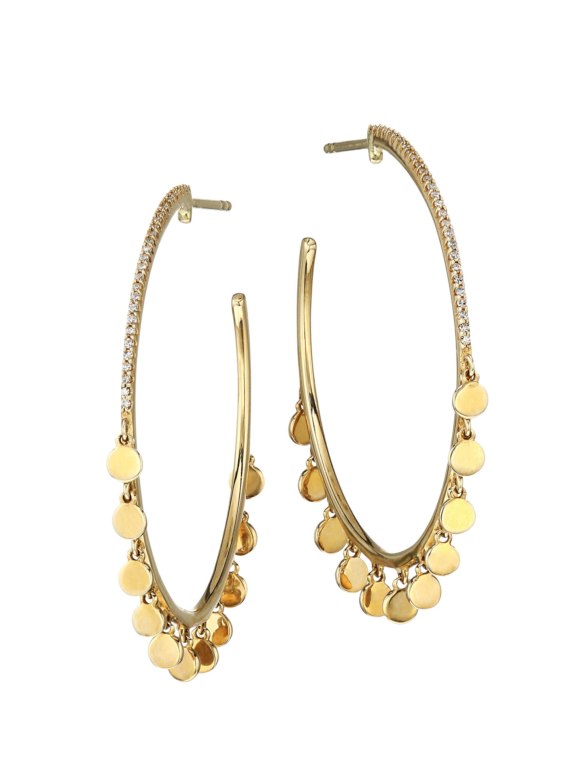 Nina Gilin Women's 14K Yellow Gold & Diamond Charm Hoop Earrings - Gold