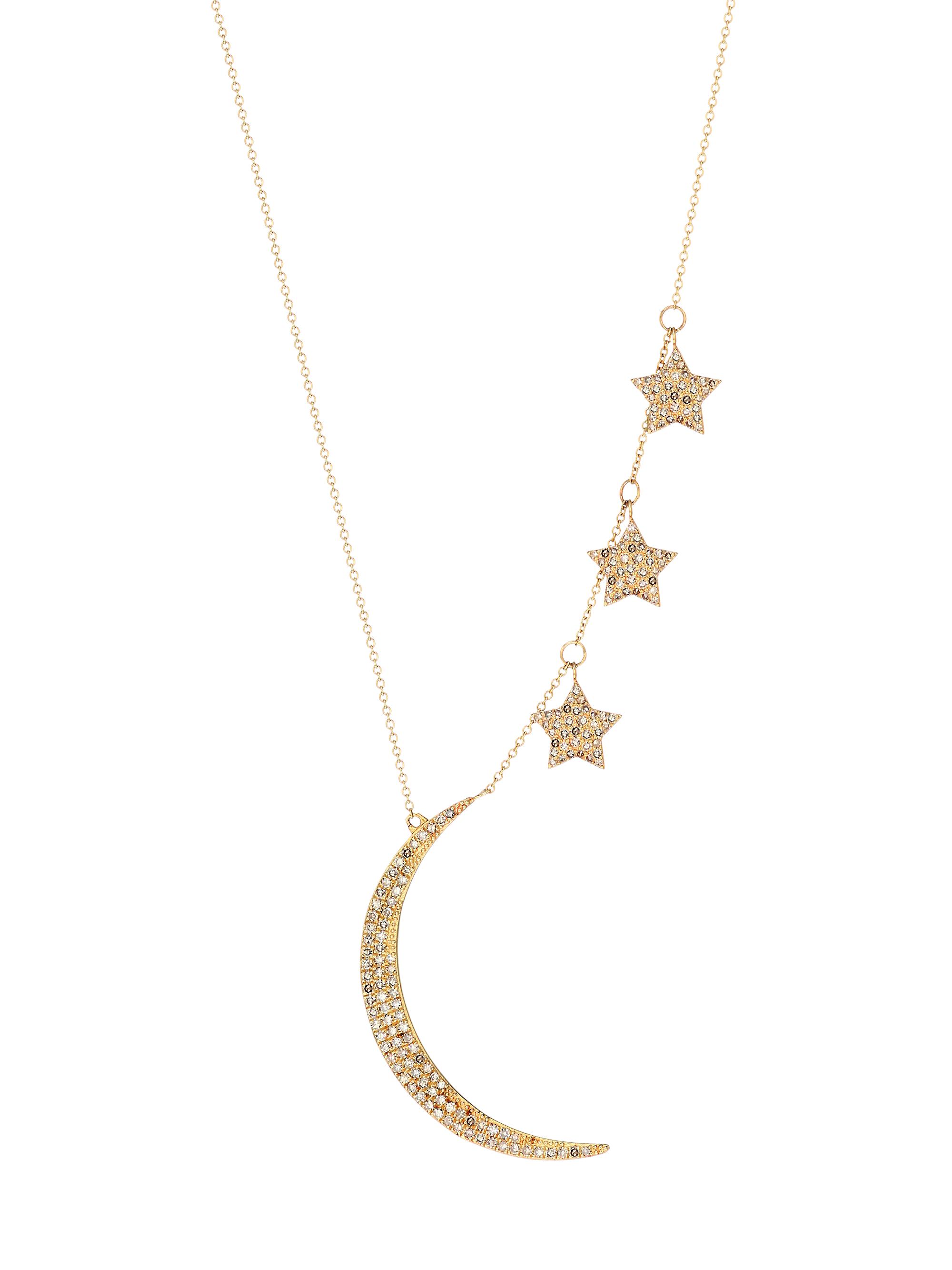 Nina Gilin Women's 14K Yellow Gold & Natural Champagne Diamond Moon & Stars Necklace - Gold