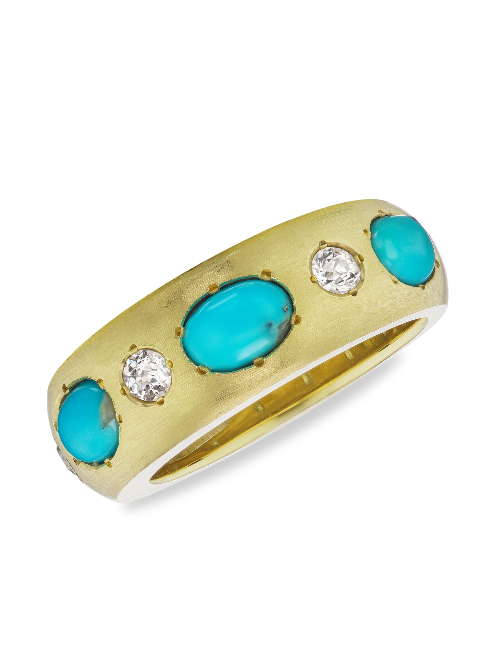 Jenna Blake Women's 18K Yellow Gold, Turquoise & Diamond Ring