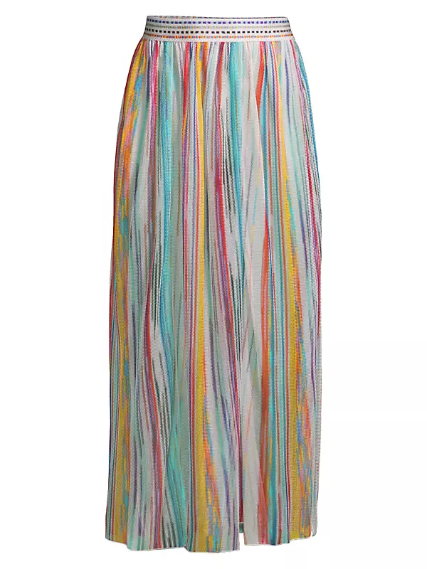Striped Open-Front Coverup Skirt