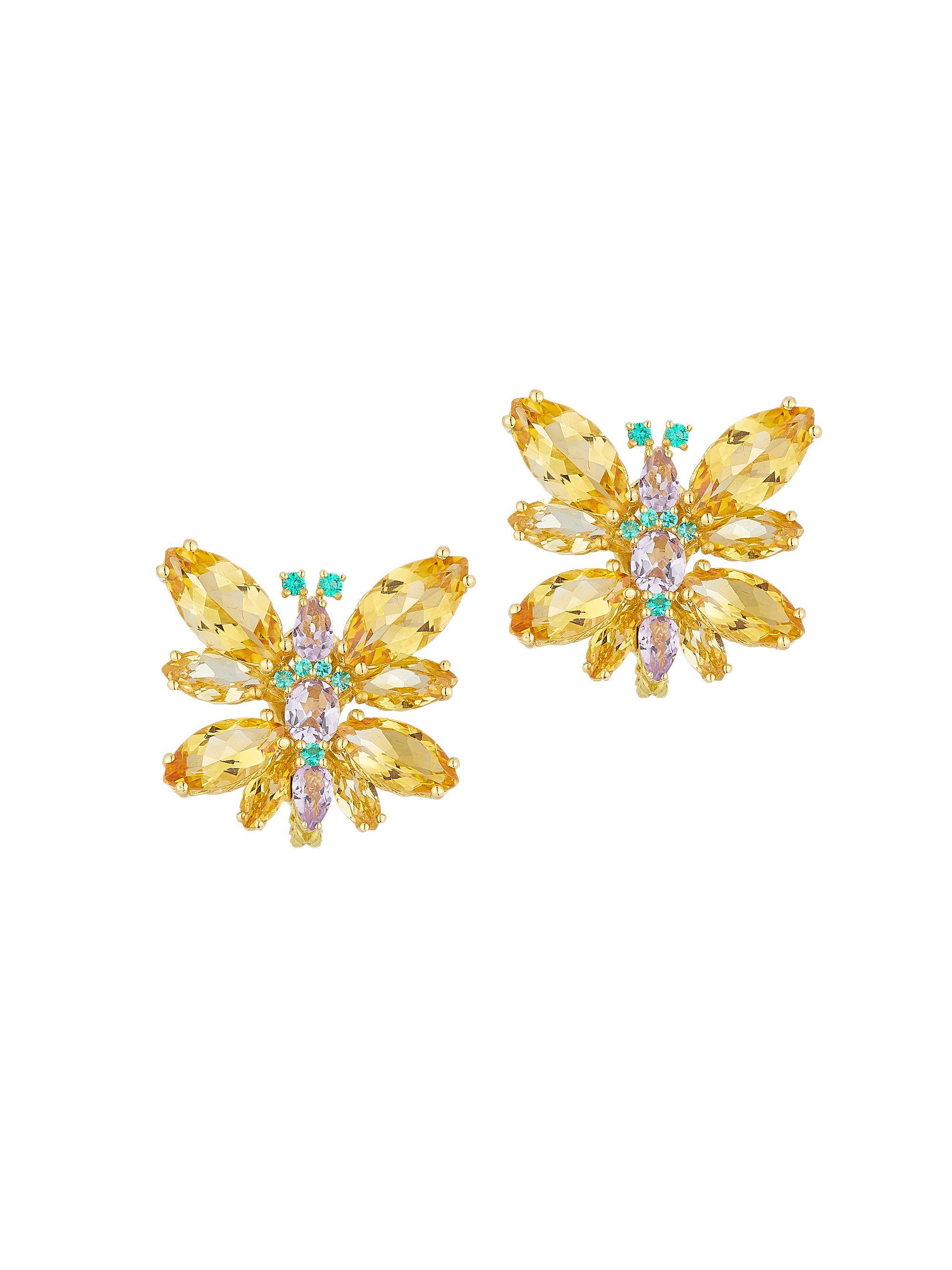 Dolce & Gabbana Women's 18K Yellow Gold Mixed Gemstone Butterfly Earrings - Gold