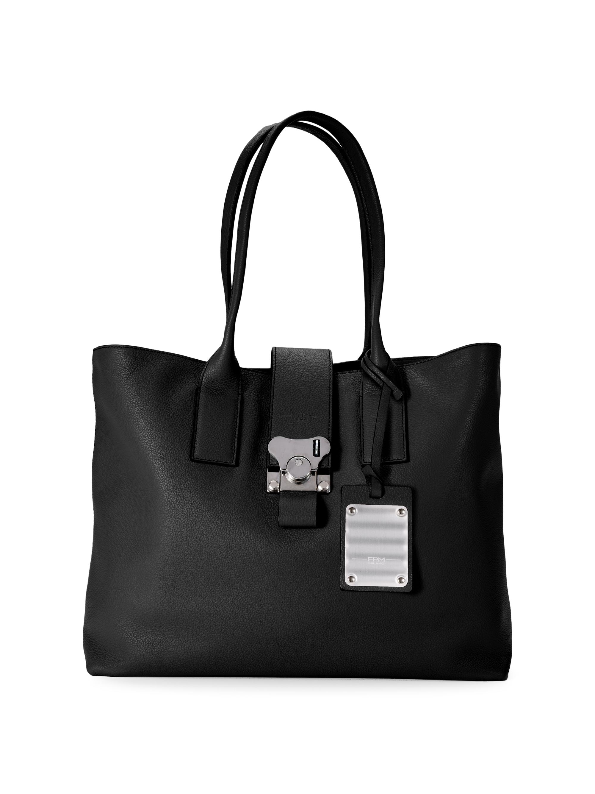 FPM Men's On The Road Leather East West Tote - Black Leather