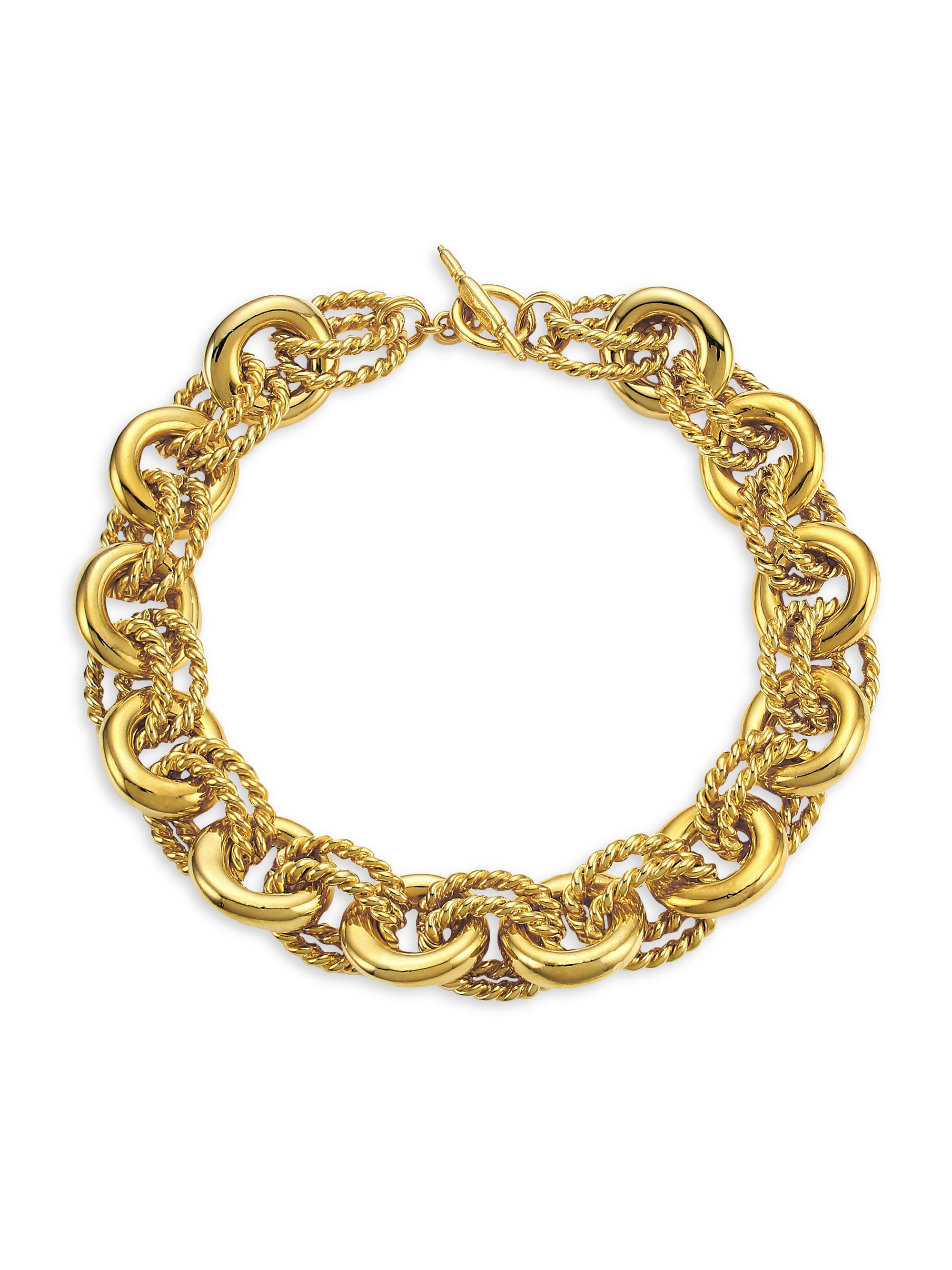 Kenneth Jay Lane Women's Polished 22K Goldplated Double-Twist Link Collar Necklace - Gold