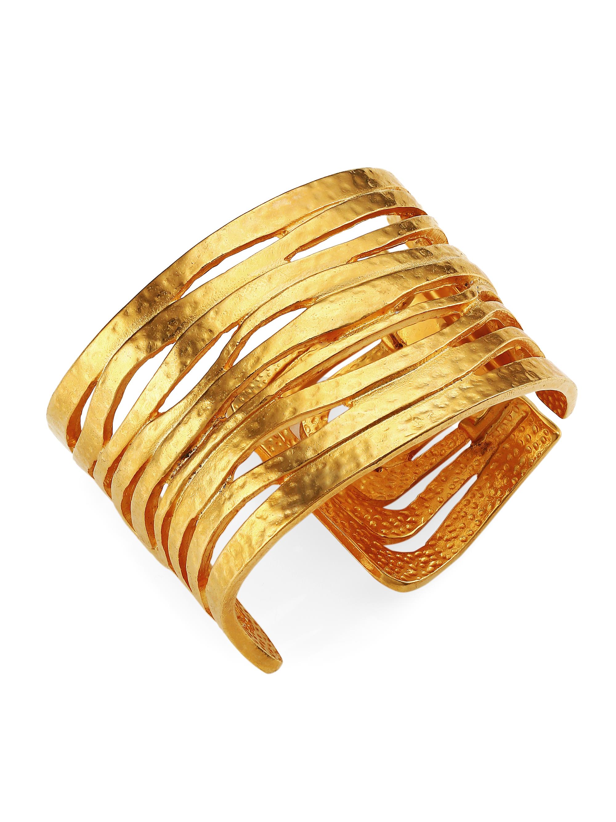Kenneth Jay Lane Women's Satin 22K Goldplated Wavy Cutout Wide Cuff - Satin Gold