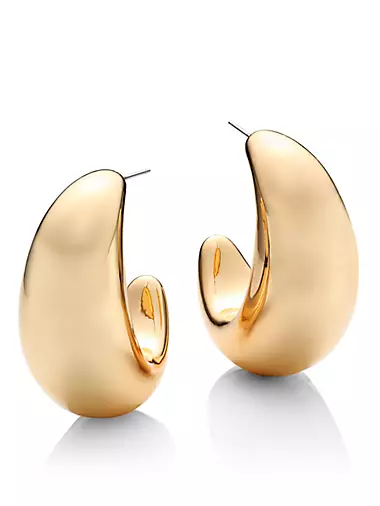 Polished 14K-Gold-Plated Chubby Tapered Hoop Earrings