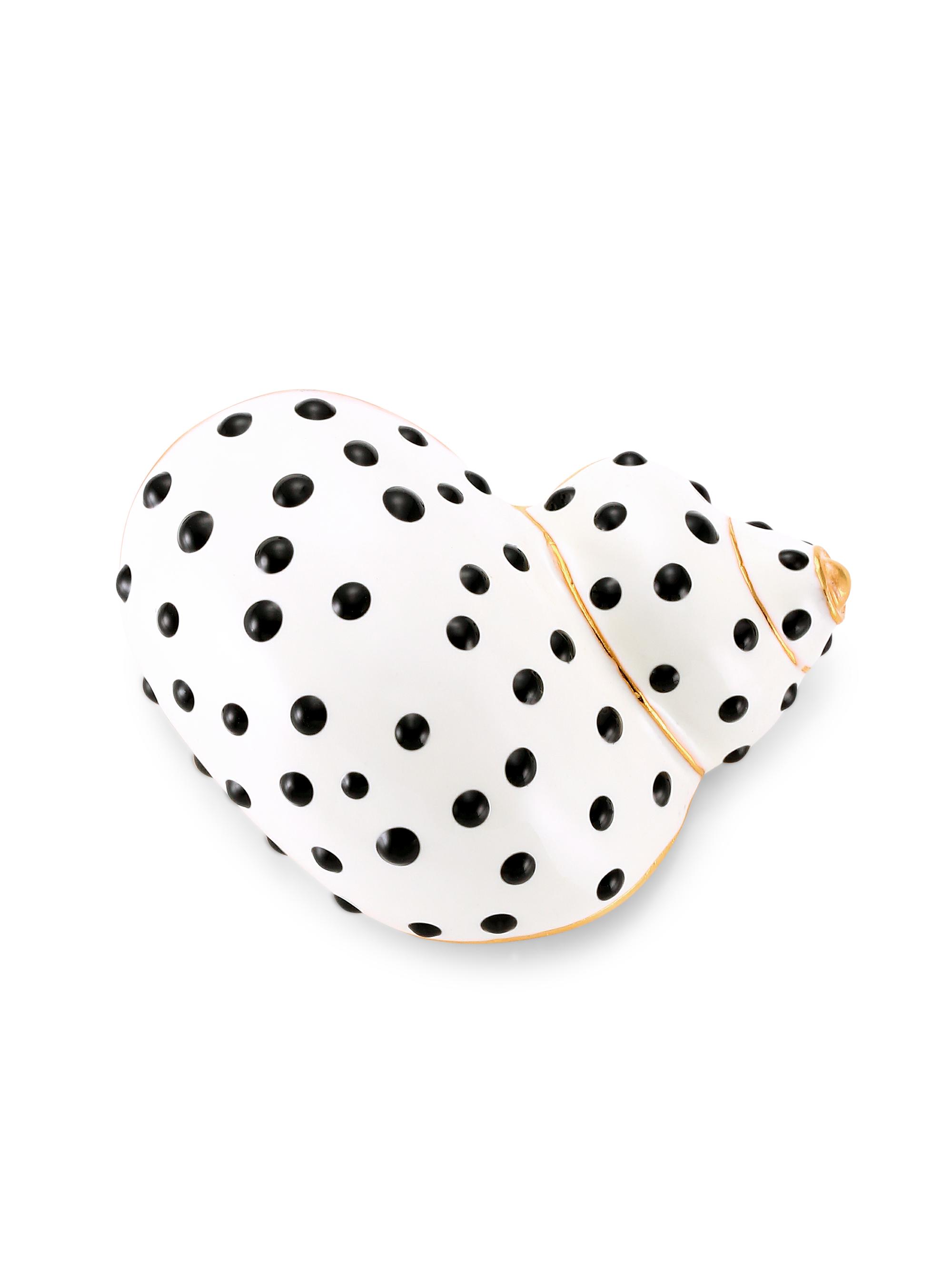 Kenneth Jay Lane Women's Black Dotted White Enamel Snail Shell Pin - White Black