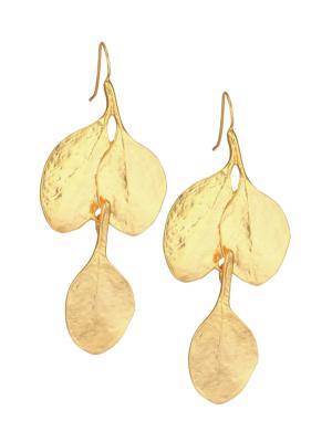 Kenneth Jay Lane Women's Satin Goldplated Leaf Drop Hook Earrings - Satin Gold
