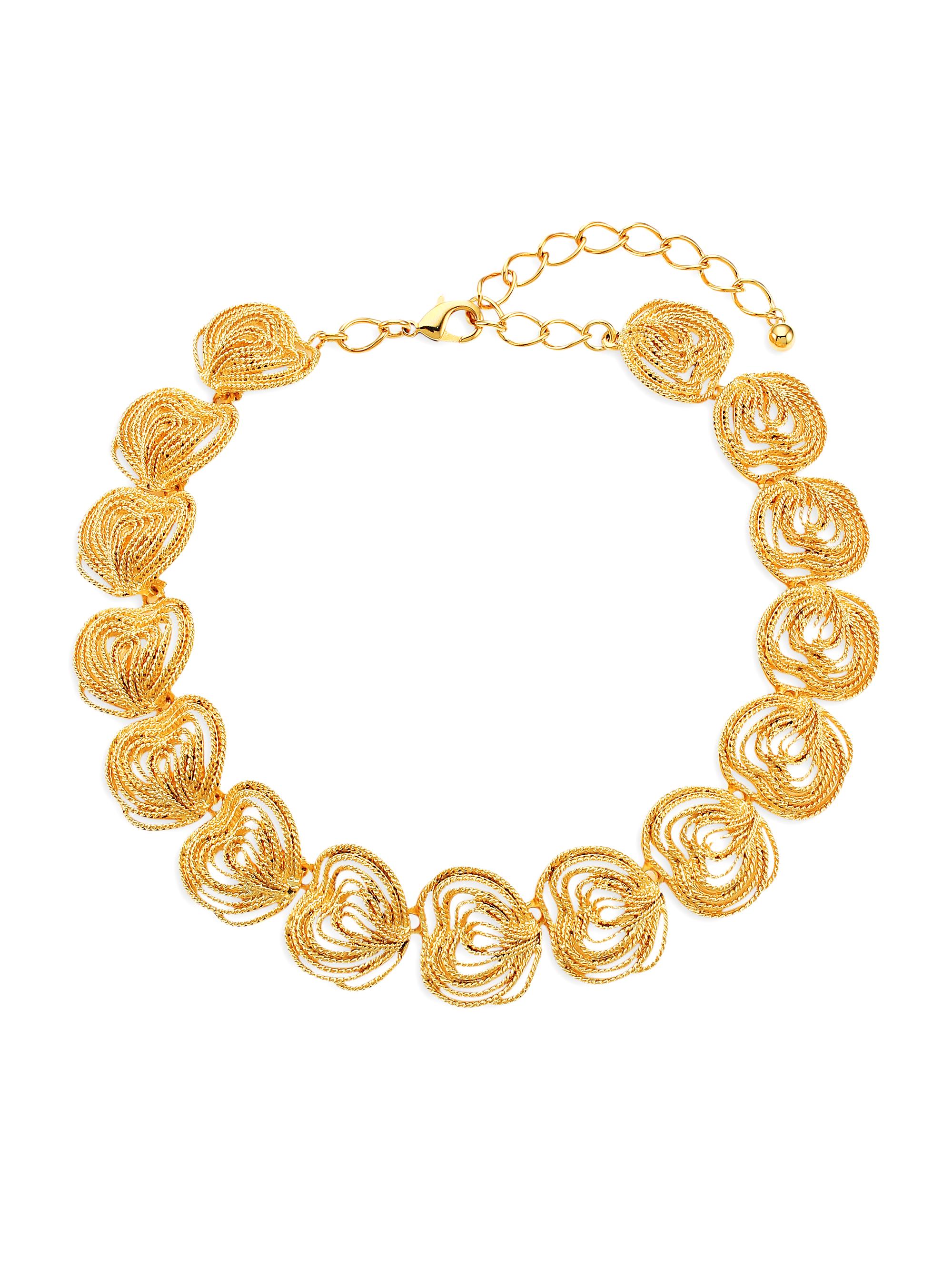 Kenneth Jay Lane Women's 22K Goldplated Textured Clusters Necklace - Gold