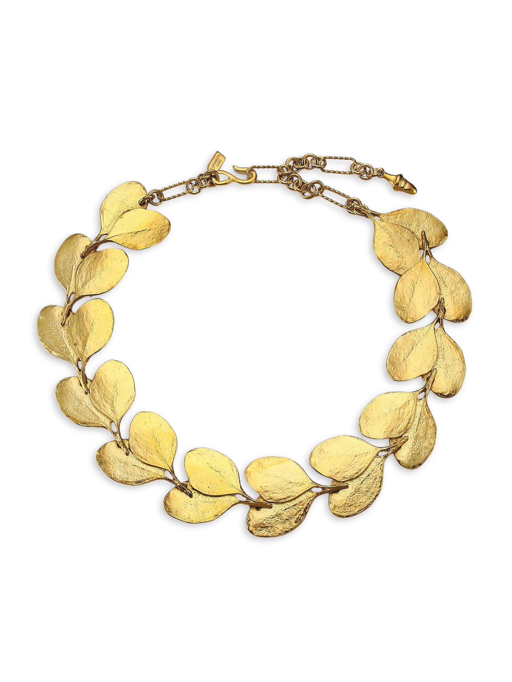 Kenneth Jay Lane Women's Satin Goldplated Leaf Necklace - Satin Gold