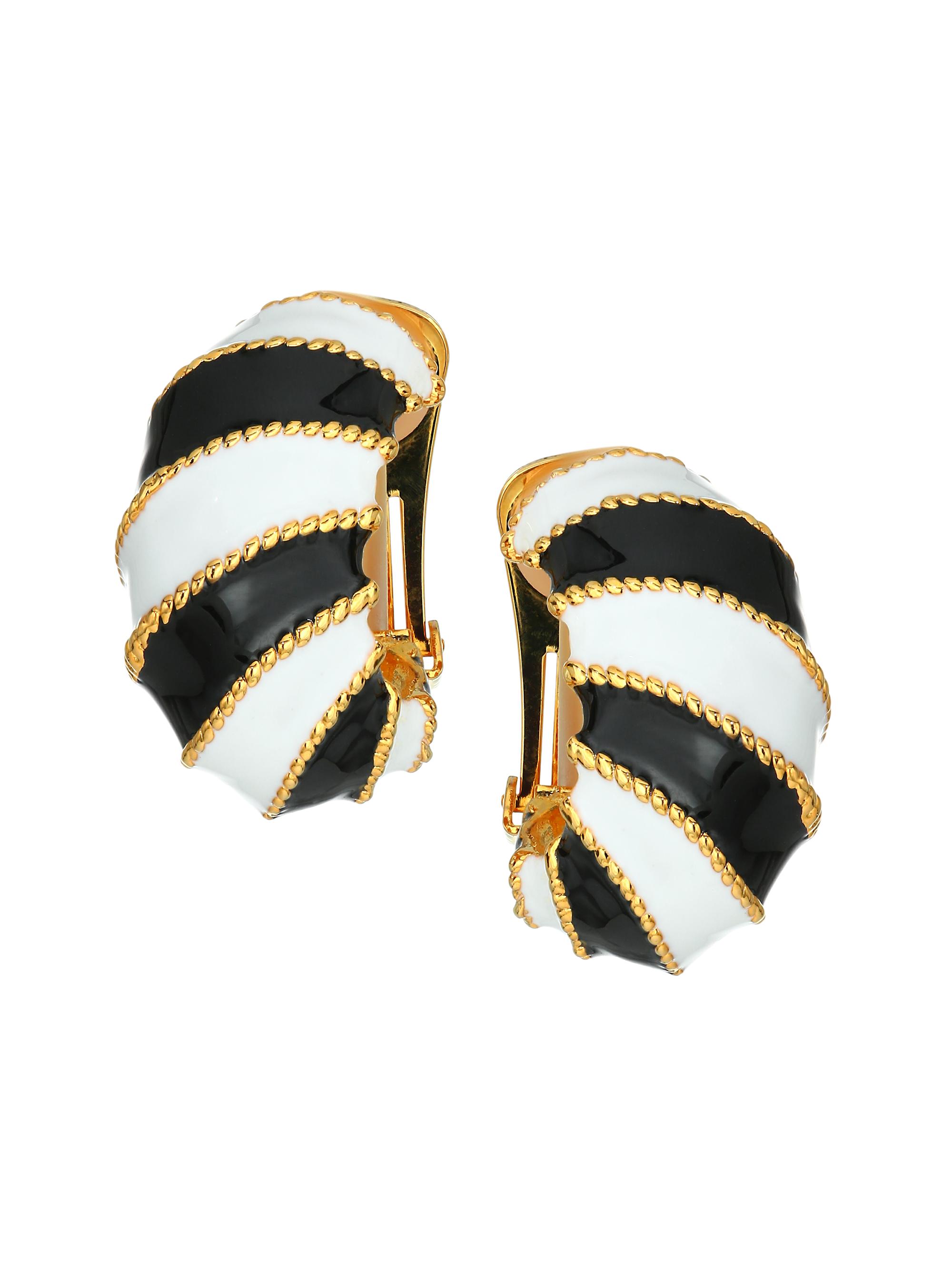 Kenneth Jay Lane Women's Black & White Enamel Twist Rope Clip-On Earrings - Black And White