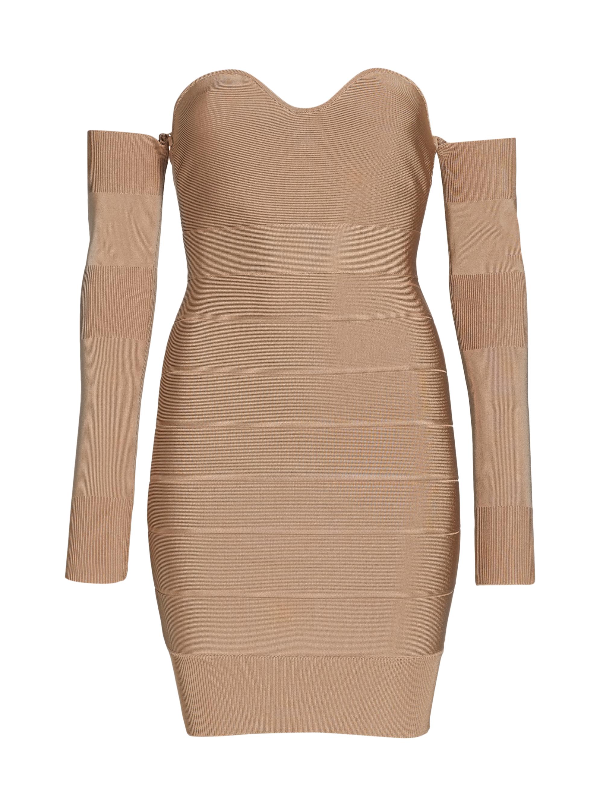 Hervé Léger Women's Strapless Sweetheart Icon Dress - Taupe