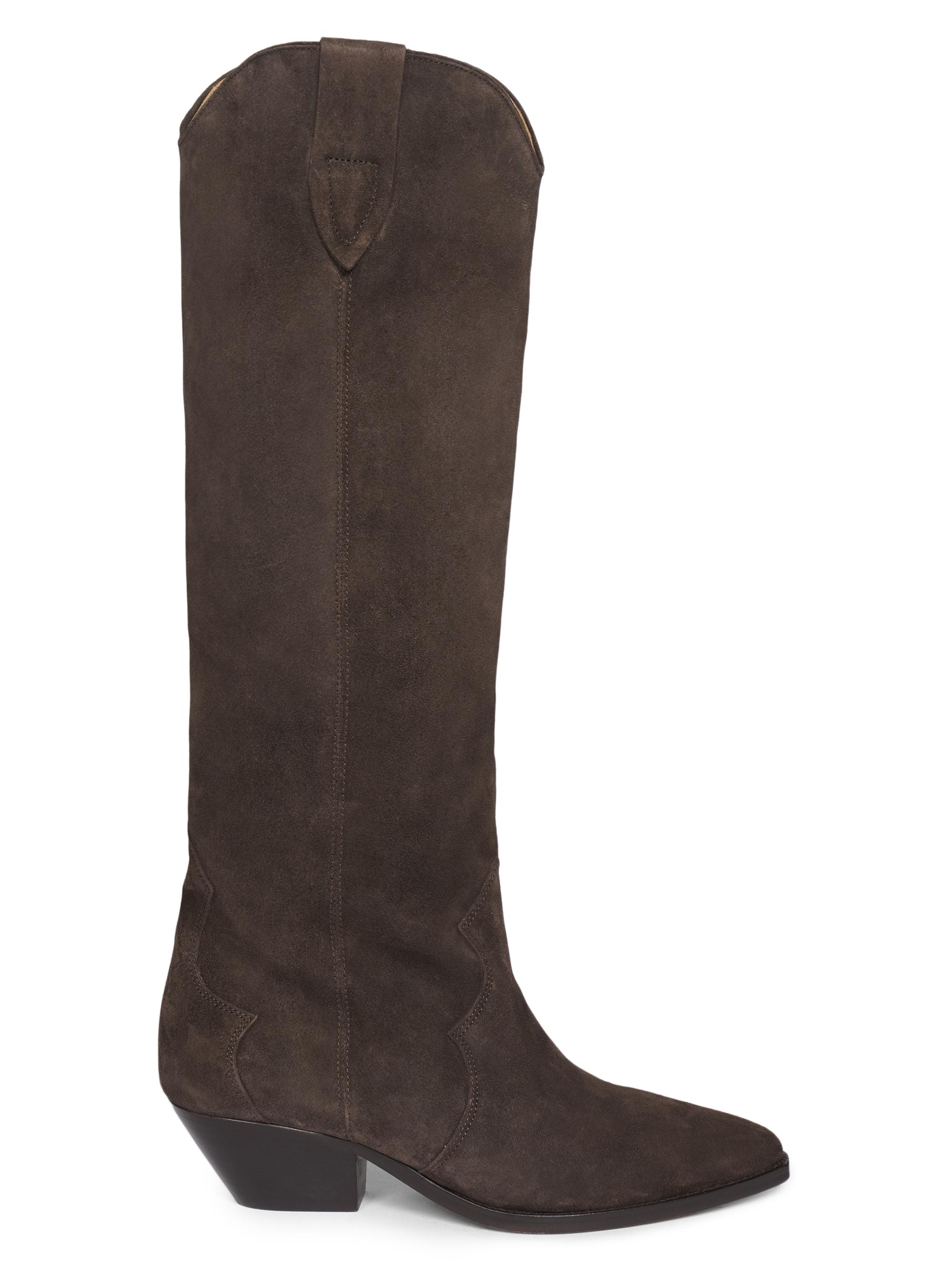 Isabel Marant Women's Denvee 40MM Suede Tall Western Boots - Chocolate