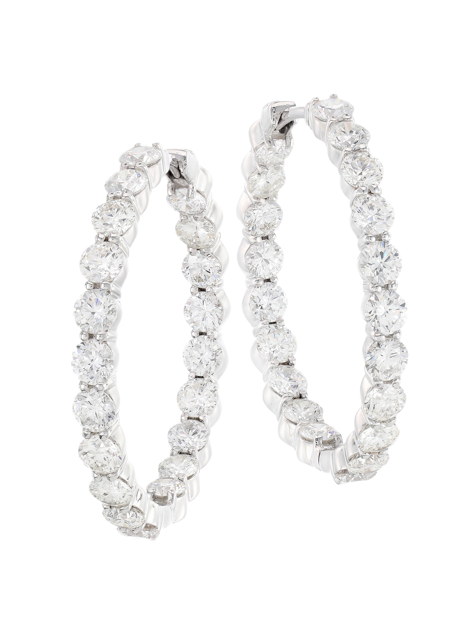 Roberto Coin Women's 18K White Gold & 7.21 TCW Diamond Inside-Out Hoop Earrings - White Gold