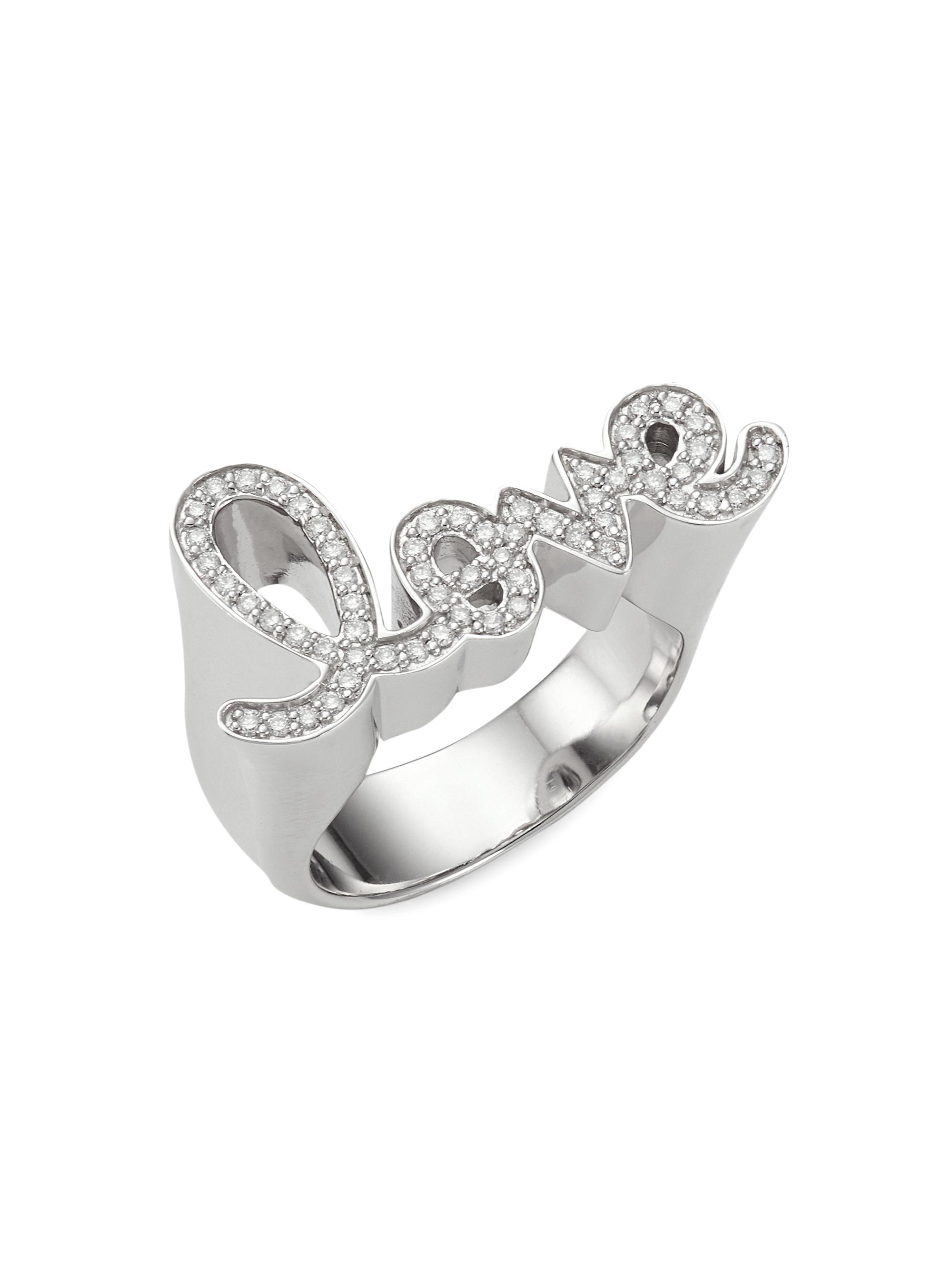 Sydney Evan Women's 14K White Gold & Diamond Love Block Ring - White Gold