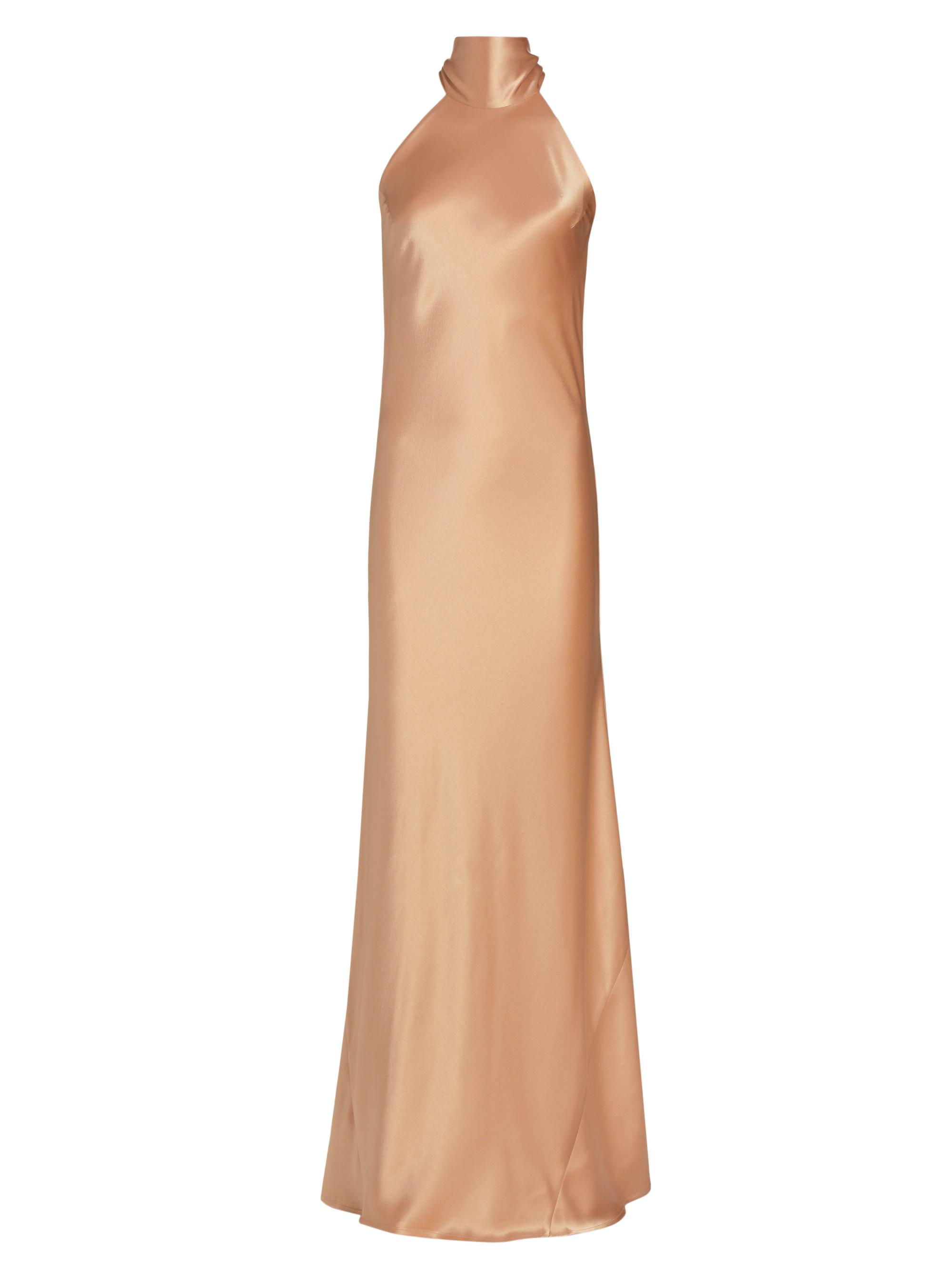 Galvan Women's Sienna Satin Halterneck Gown - Nude