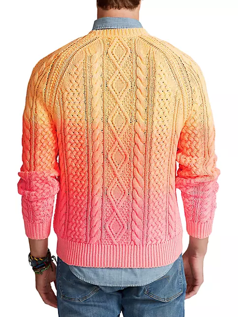 Shop Polo Ralph Lauren Aran Knit Ombré Sweater | Saks Fifth Avenue