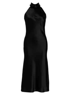 Shop Galvan Sienna Satin Halter Neck Gown | Saks Fifth Avenue