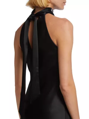 sienna halterneck satin maxi dress by galvan Galvan London Women's Sienna Satin Halter Neck Gown - Black
