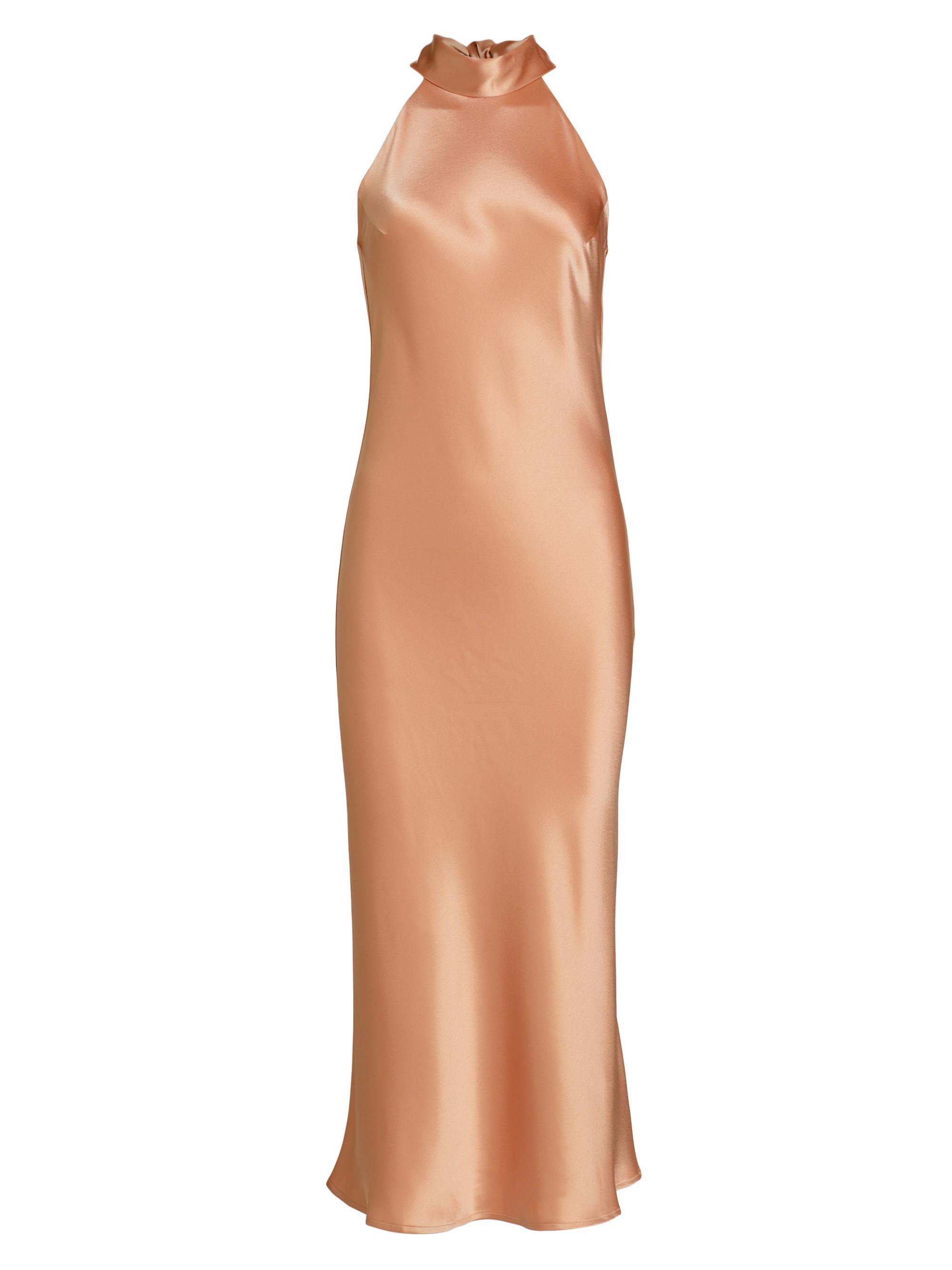 Galvan London Women's Sienna Satin Halter Neck Gown - Nude | Thumbnail 8