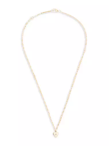 Solo 14K Yellow Gold & Diamond Mini Heart Pendant Necklace