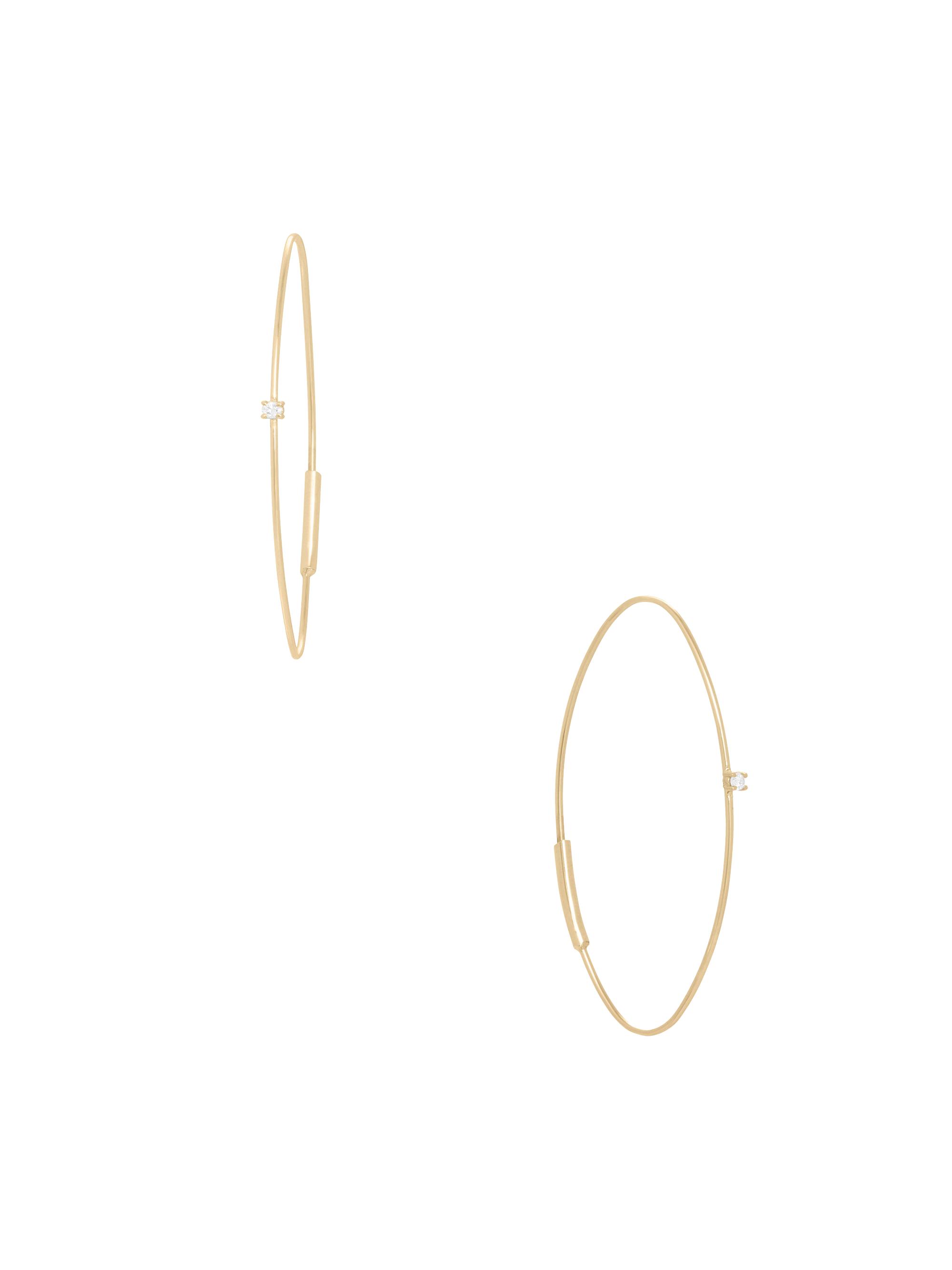 Lana Women's 14K Yellow Gold & Diamond  Wire Oval Magic Hoop Earrings - Yellow Gold