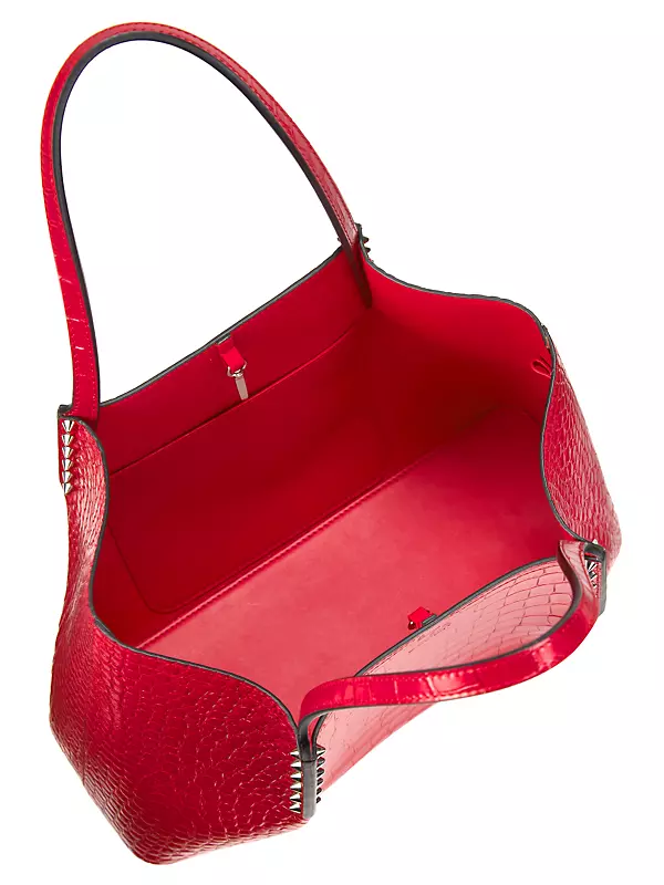 CHRISTIAN LOUBOUTIN Cabarock small embellished croc-effect patent-leather  tote