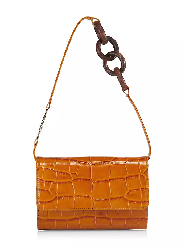 Lijadu Croc-Embossed Leather Shoulder Bag