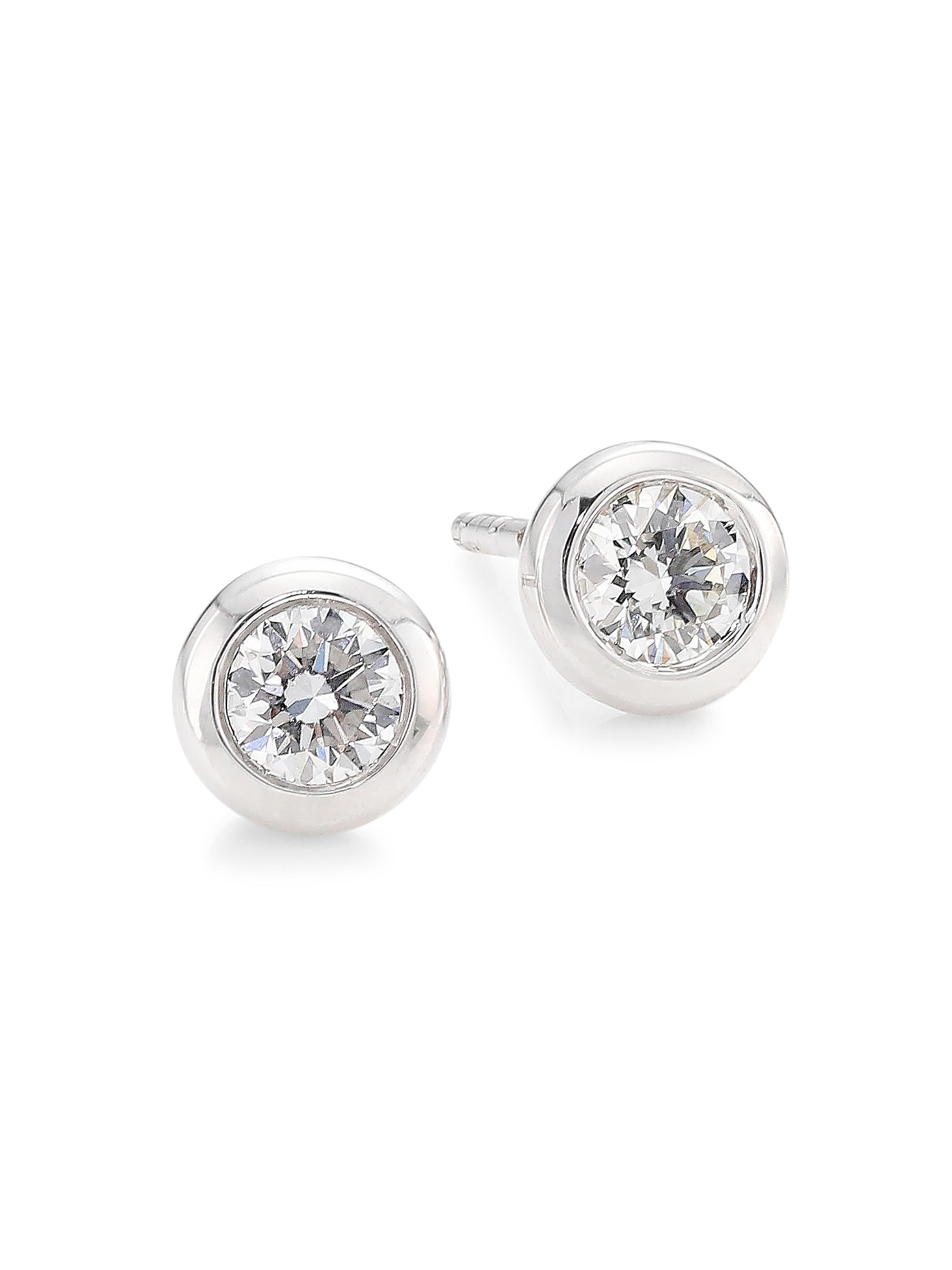 Roberto Coin Women's 18K White Gold & 0.50 TCW Diamond Bezel Stud Earrings - White Gold