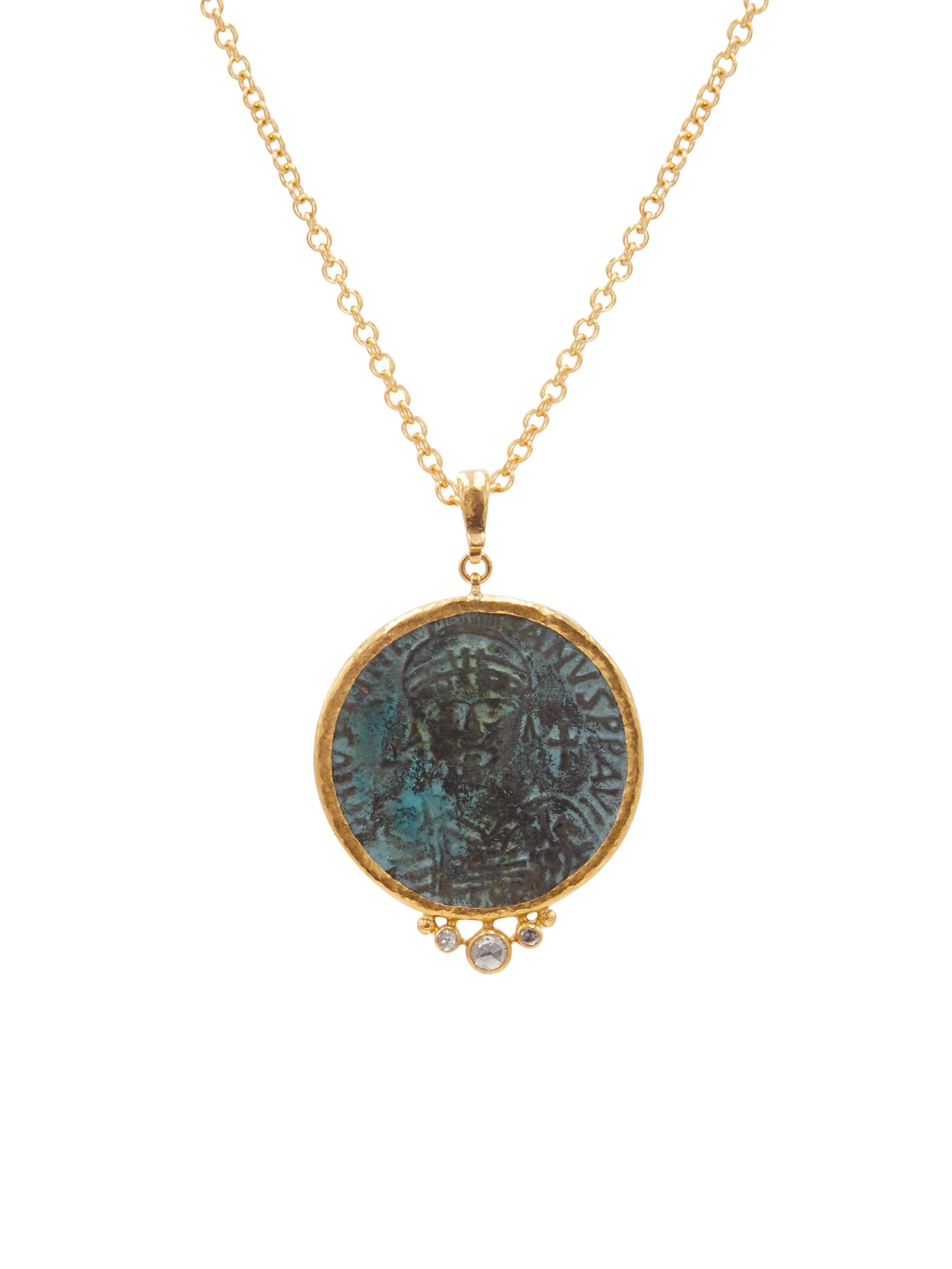 Gurhan Women's Antiquites 24K Yellow Gold, 22K Yellow Gold, 18K Yellow Gold & Diamond One-Of-A-Kind Roman Coin Pendant Necklace - Yellow Gold