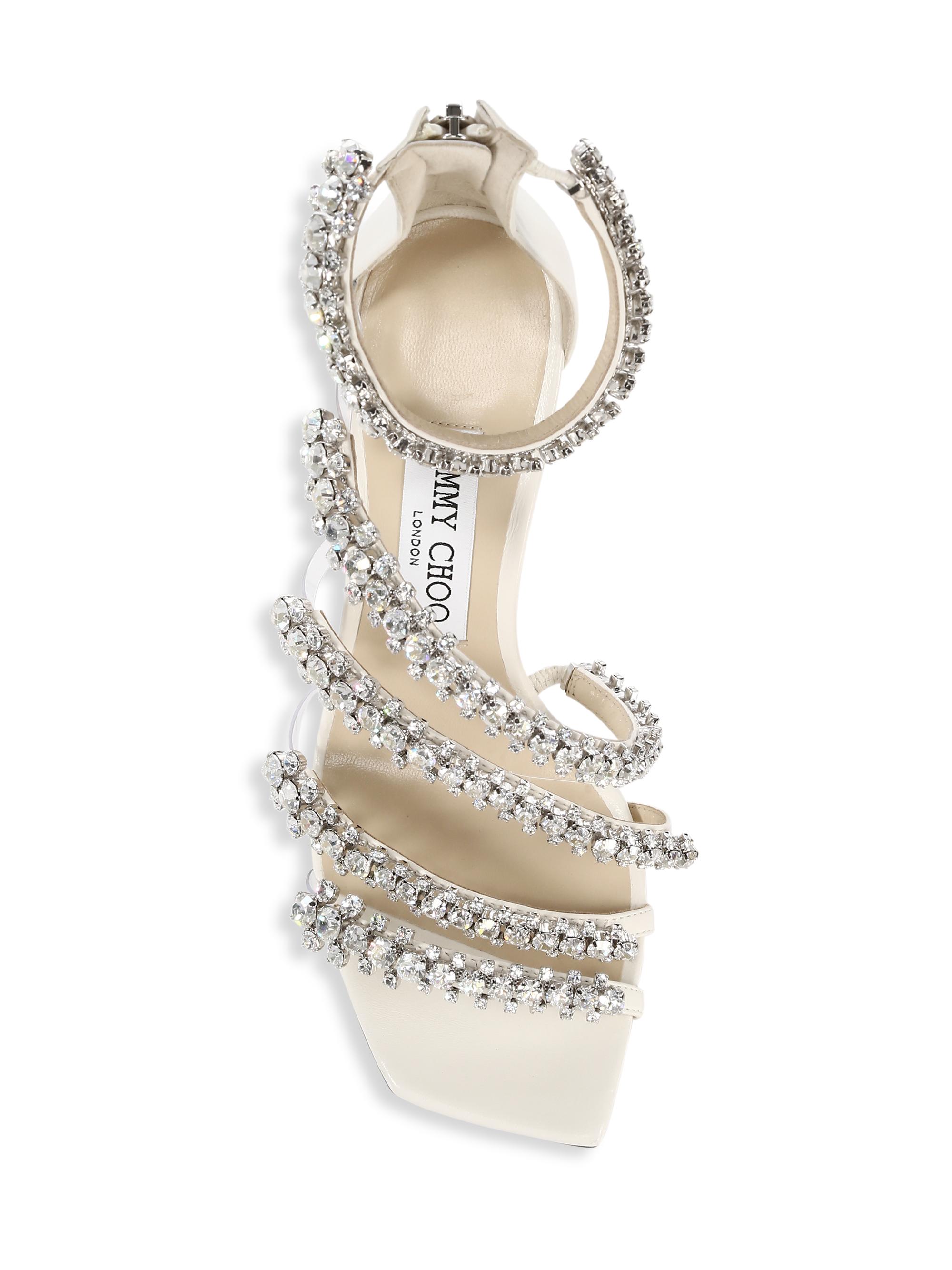 Jimmy Choo Josefine Crystal-Embellished Leather Sandals | Saks
