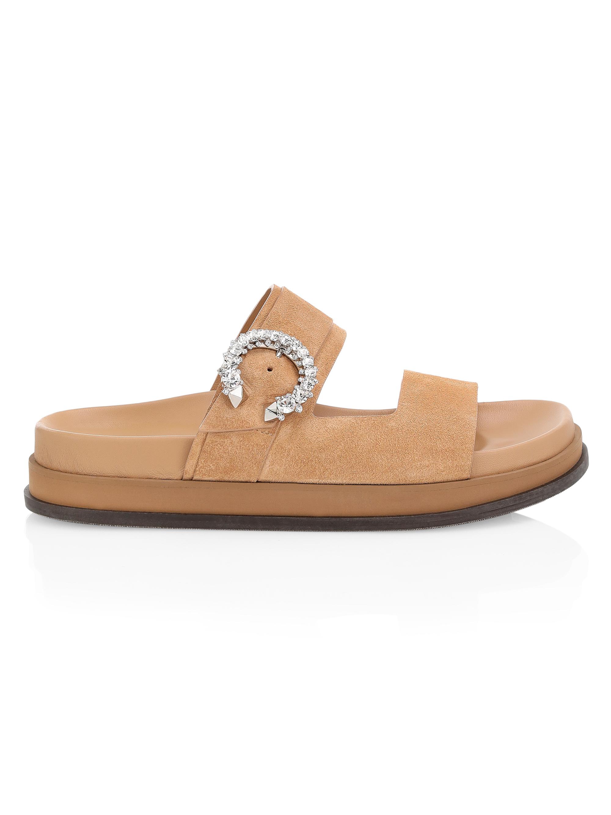Jimmy Choo Marga Crystal-Embellished Suede Slides | Saks Fifth Avenue