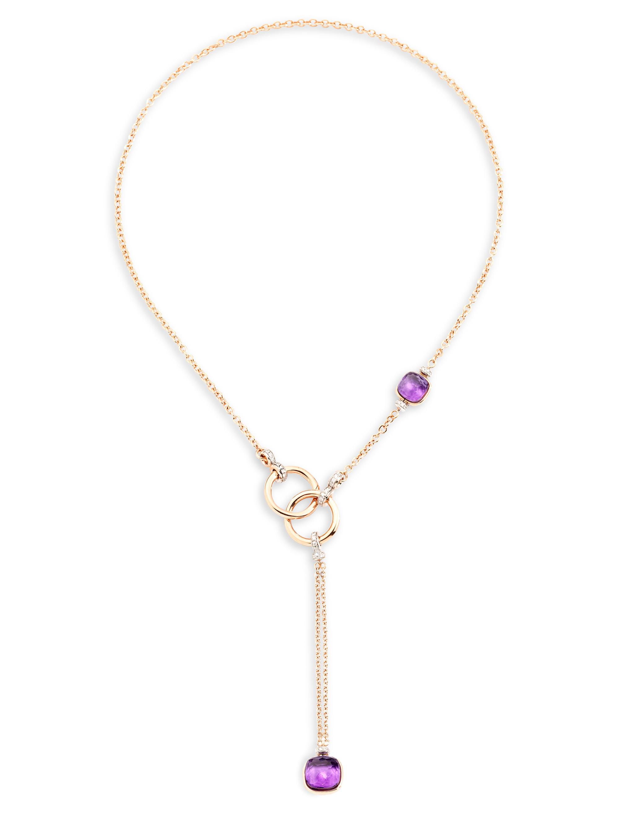 Pomellato Women's Nudo Amethyst, Diamond, 18K White Gold & 18K Rose Gold Lariat Necklace - Rose White Gold
