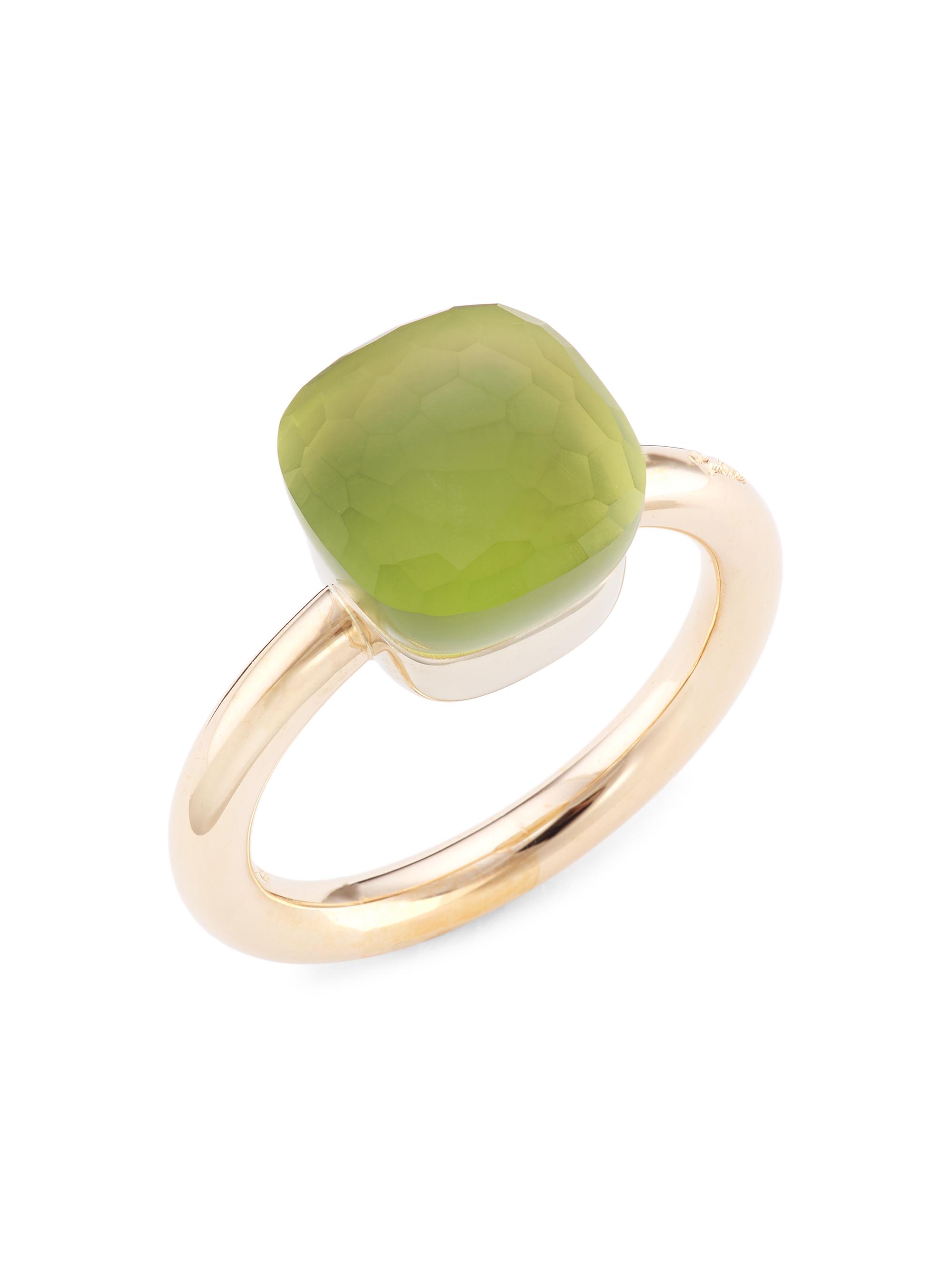 Pomellato Women's Nudo Gelè Classic Lemon Quartz, Chrysoprase 18K Rose Gold & 18K White Gold Ring - Rose White Gold
