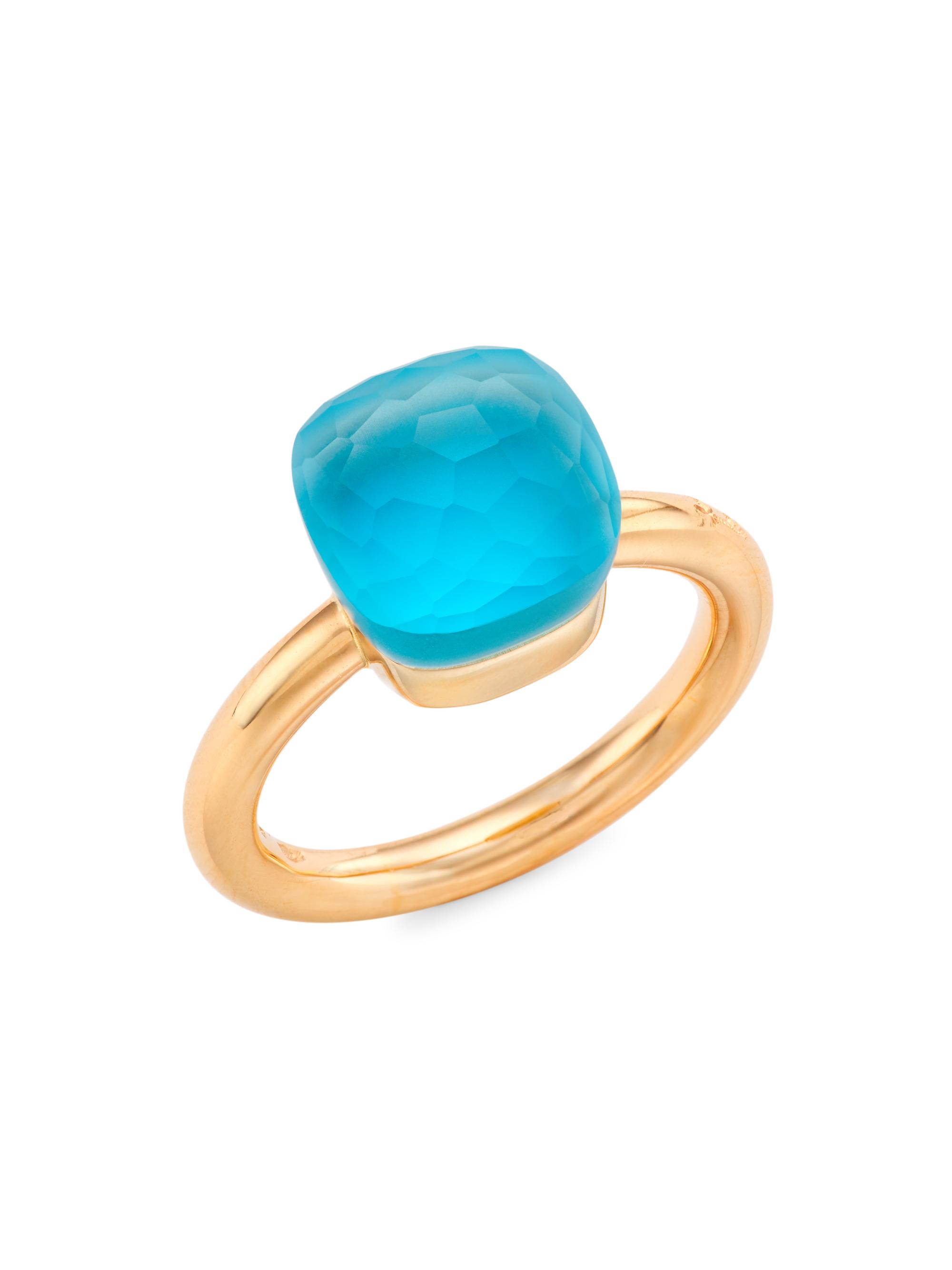 Pomellato Women's Nudo Gelè Classic Sky Blue Topaz, Turquoise, Mother-Of-Pearl 18K Rose Gold & 18K White Gold Ring - Rose White Gold