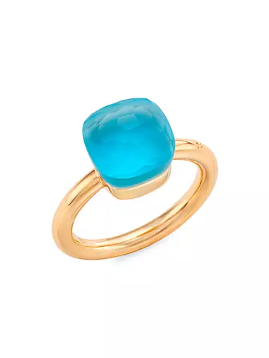 Nudo Gelè Classic Sky Blue Topaz, Turquoise, Mother-Of-Pearl 18K Rose Gold & 18K White Gold Ring