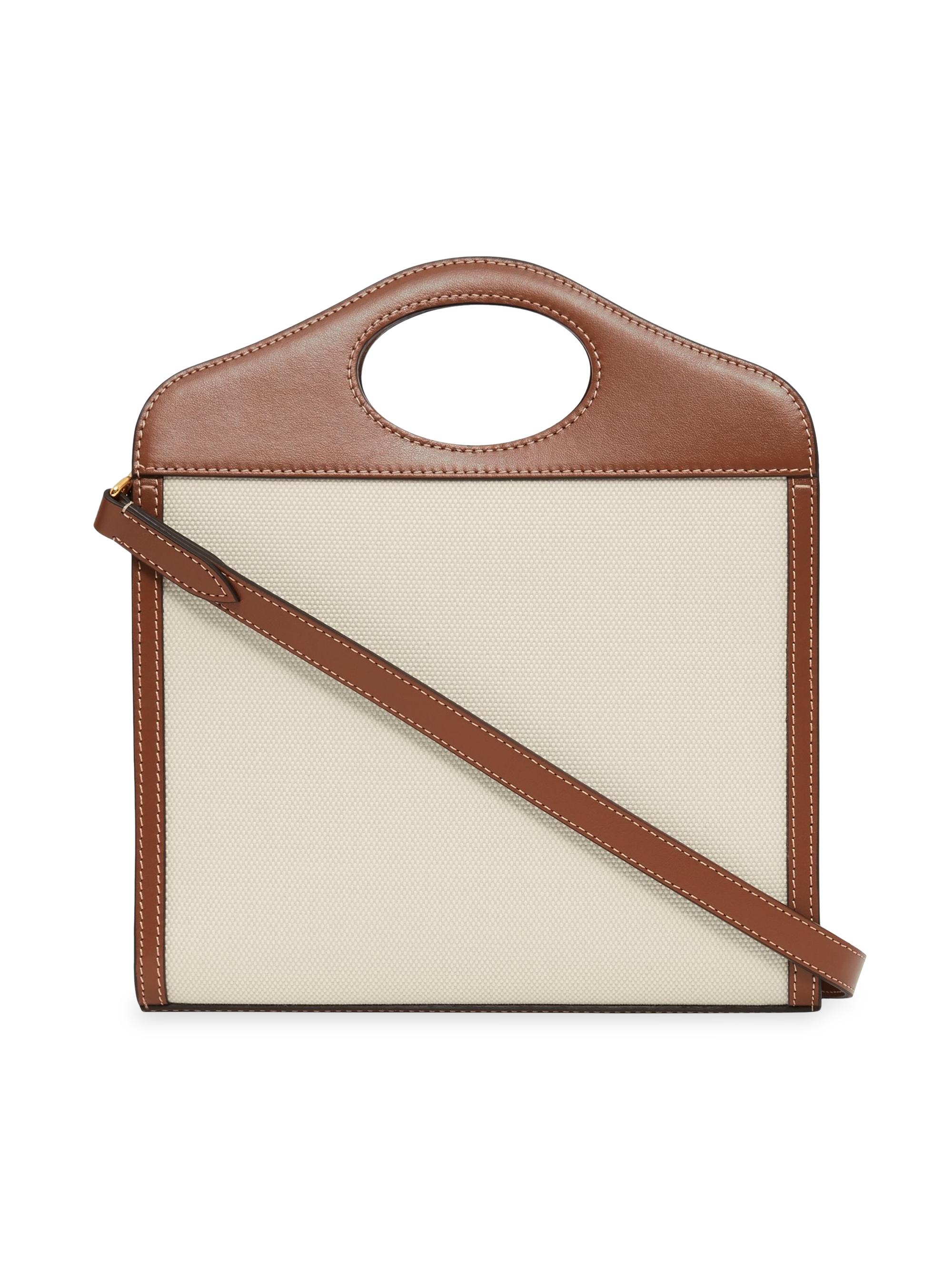 Burberry Mini Leather-Trimmed Canvas Pocket Tote | Saks Fifth Avenue