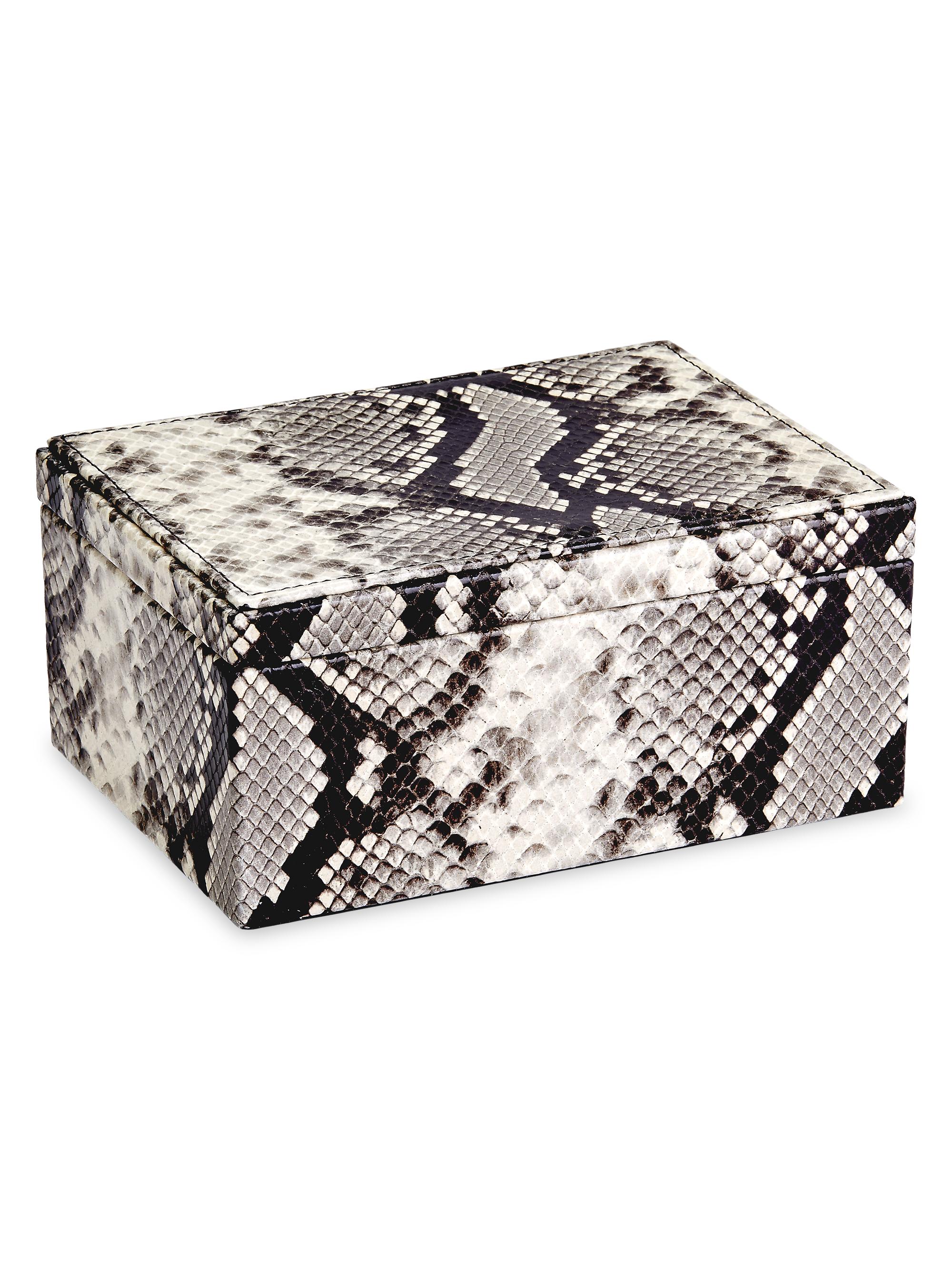 Graphic Image The Hayden Desk Medium Python-Embossed Leather Box - Natural