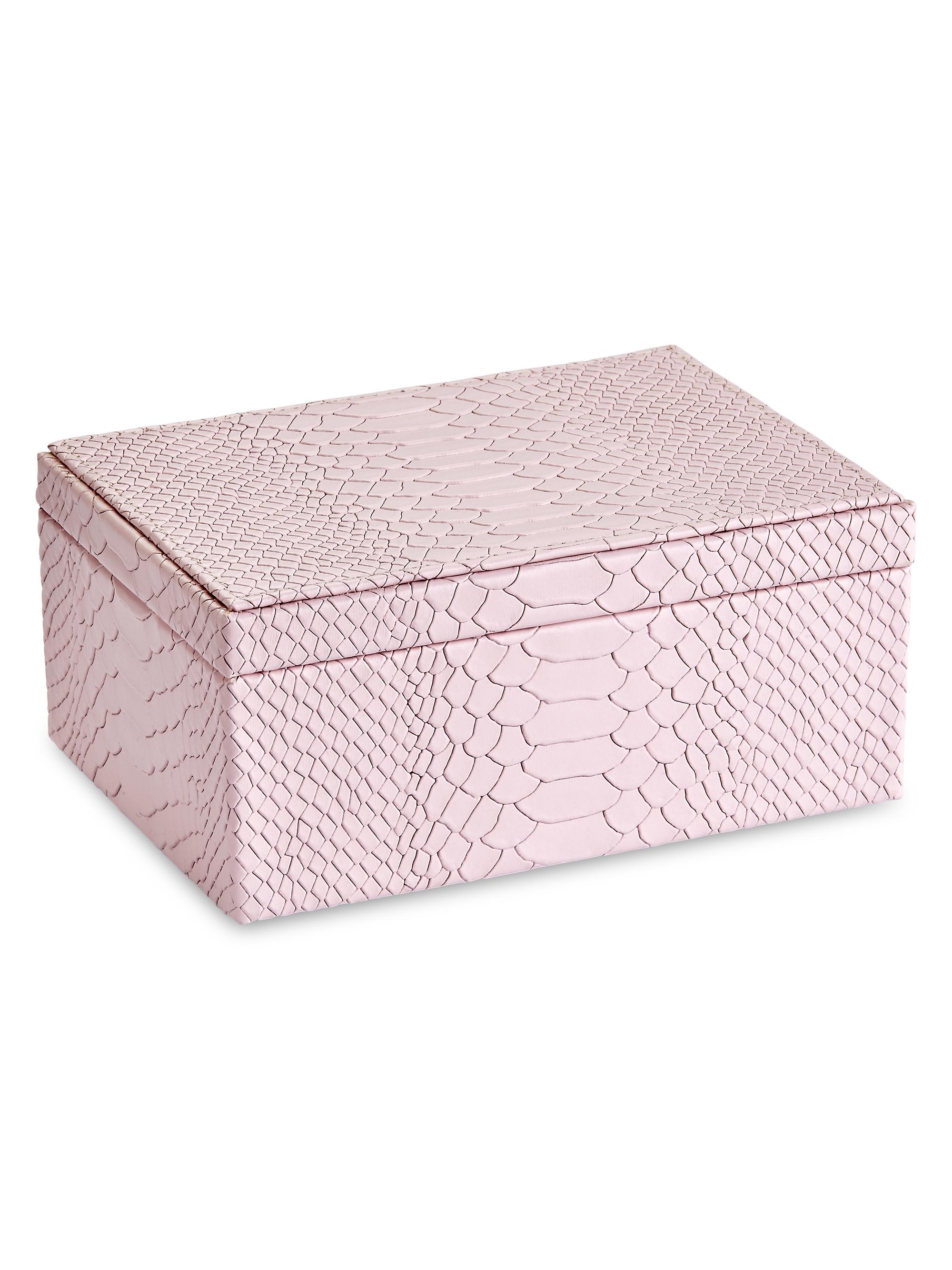Graphic Image The Hayden Desk Medium Python-Embossed Leather Box - Pink