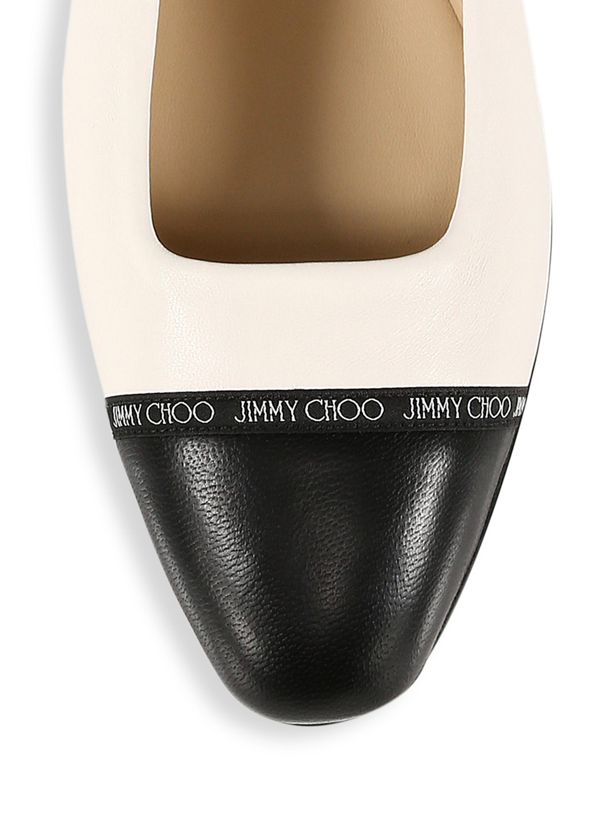 Jimmy Choo Watson Cap-Toe Leather Ballerina Flats | Saks Fifth Avenue