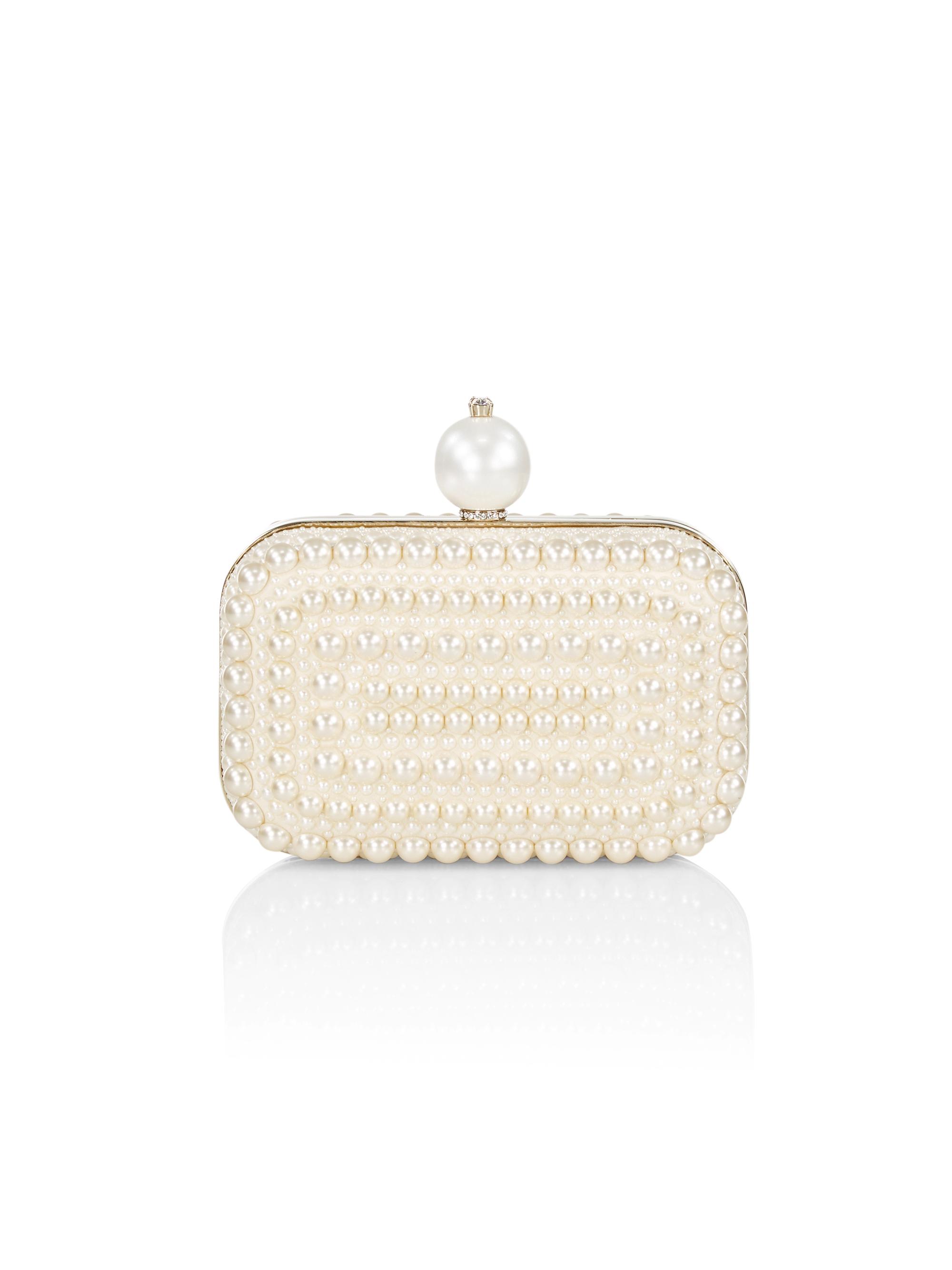 Jimmy Choo Women's  Cloud Faux Pearl-Embellished Leather Clutch - White