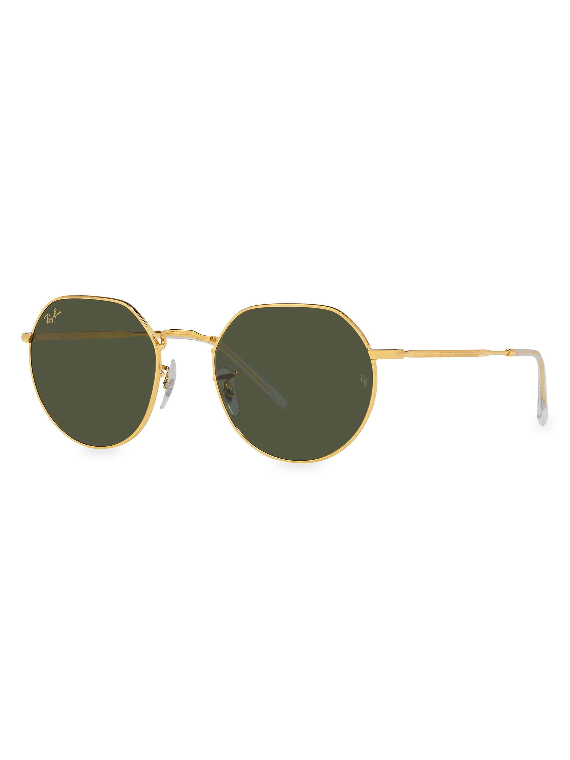 Ray-Ban Men's RB3565 Jack 53MM Round Sunglasses - Gold Green