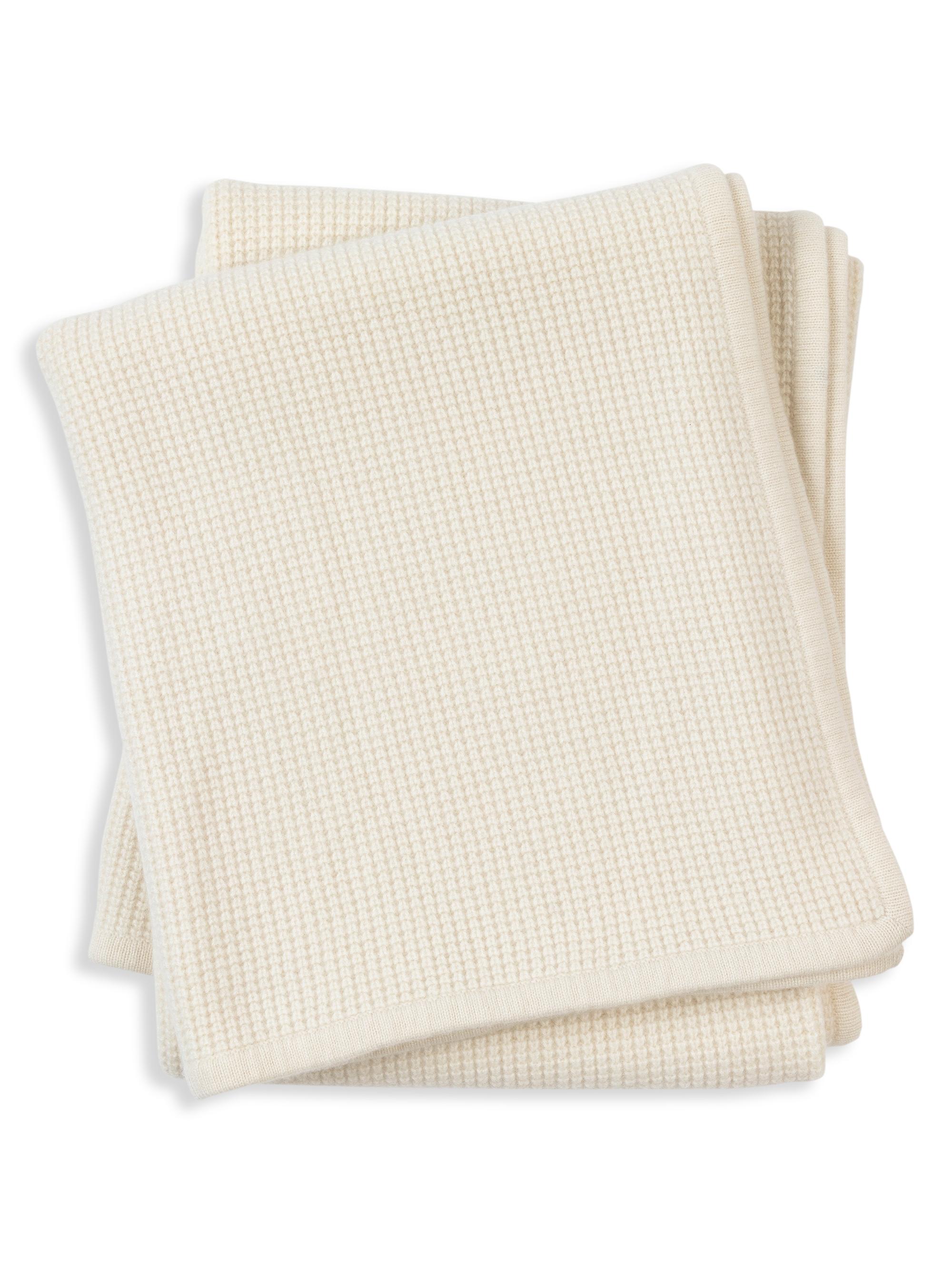 Sofia Cashmere Cashmere Thermal Knit Throw - Light Beige