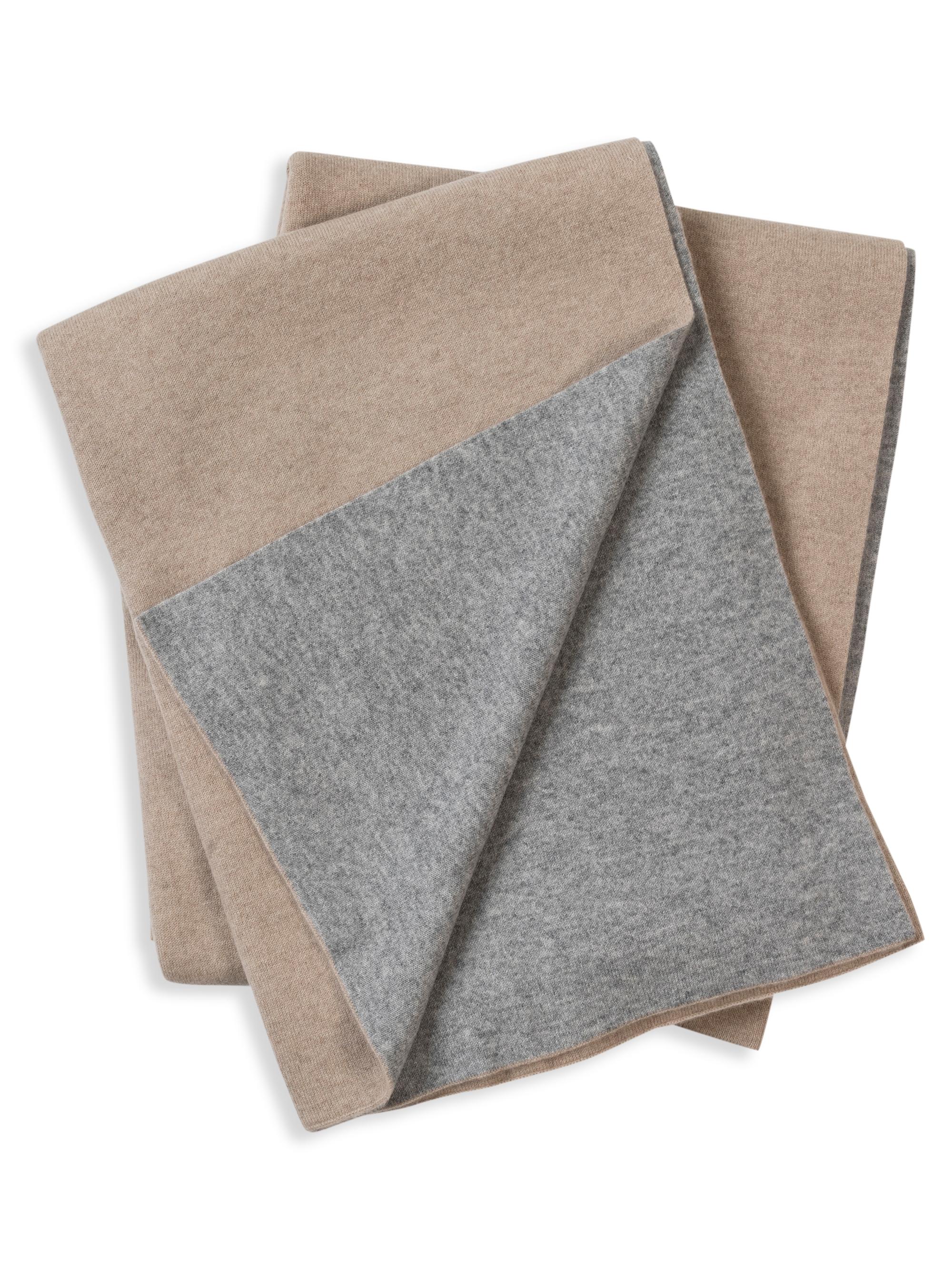 Sofia Cashmere Reversible Classic Cashmere Knit Throw - Oat
