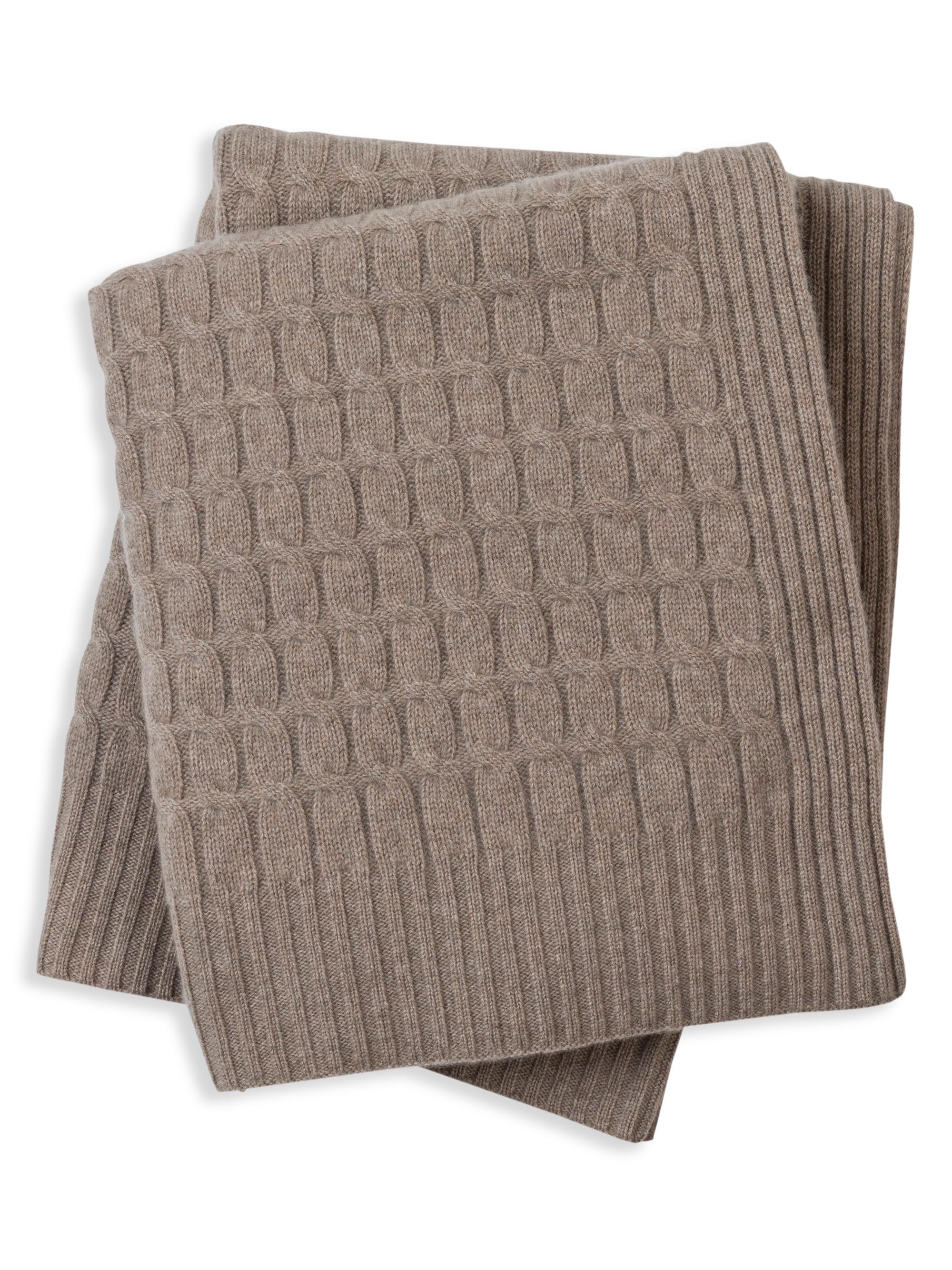 Sofia Cashmere Cashmere Cable Knit Throw - Medium Beige