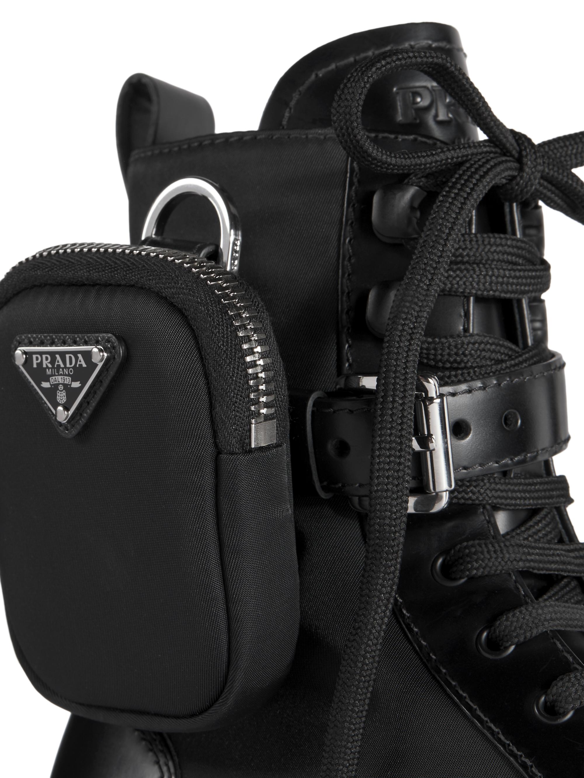 Prada combat store boot with pouch