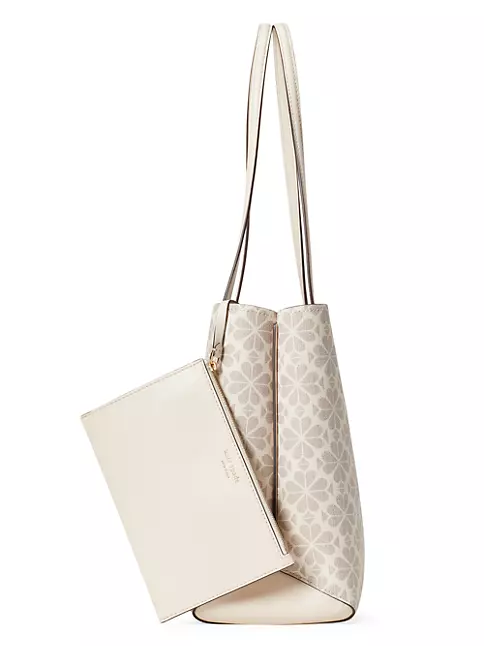 Genuine Calvin Klein Tote Bag Purse Monogram White Floral Flowers Vegan  Leather